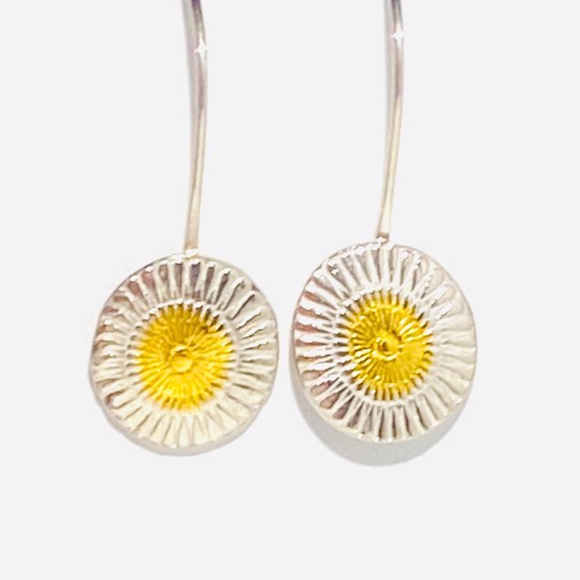 Keum-boo Fine Silver and Gold Circle Earrings KH23-8 by Karen Hakim