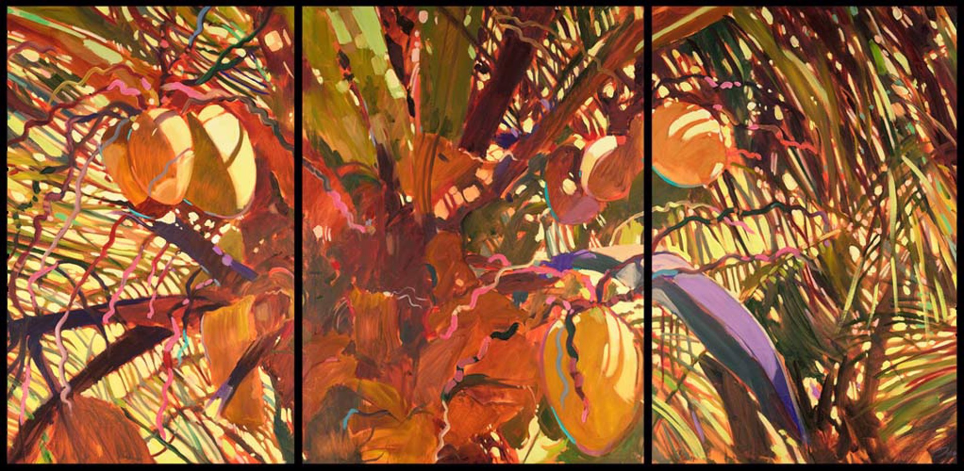 Music Of The Palms  - Original (Triptych) by Darrell Hill