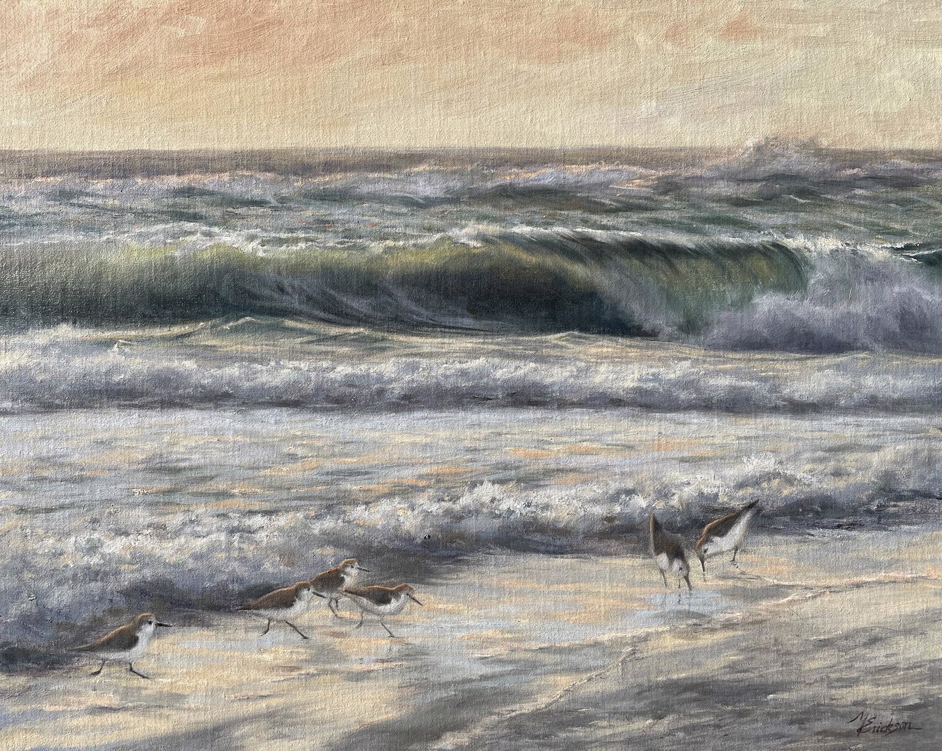 Coastal Symphony - Sanderlings by Mary Erickson