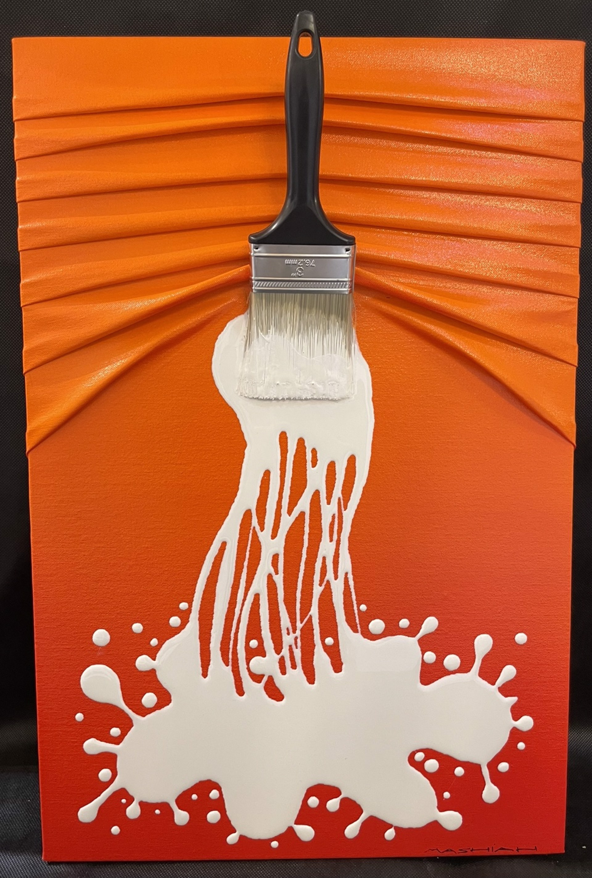 White Splash on the Orange Canvas by Brushes and Rollers "Let's Paint" by Efi Mashiah