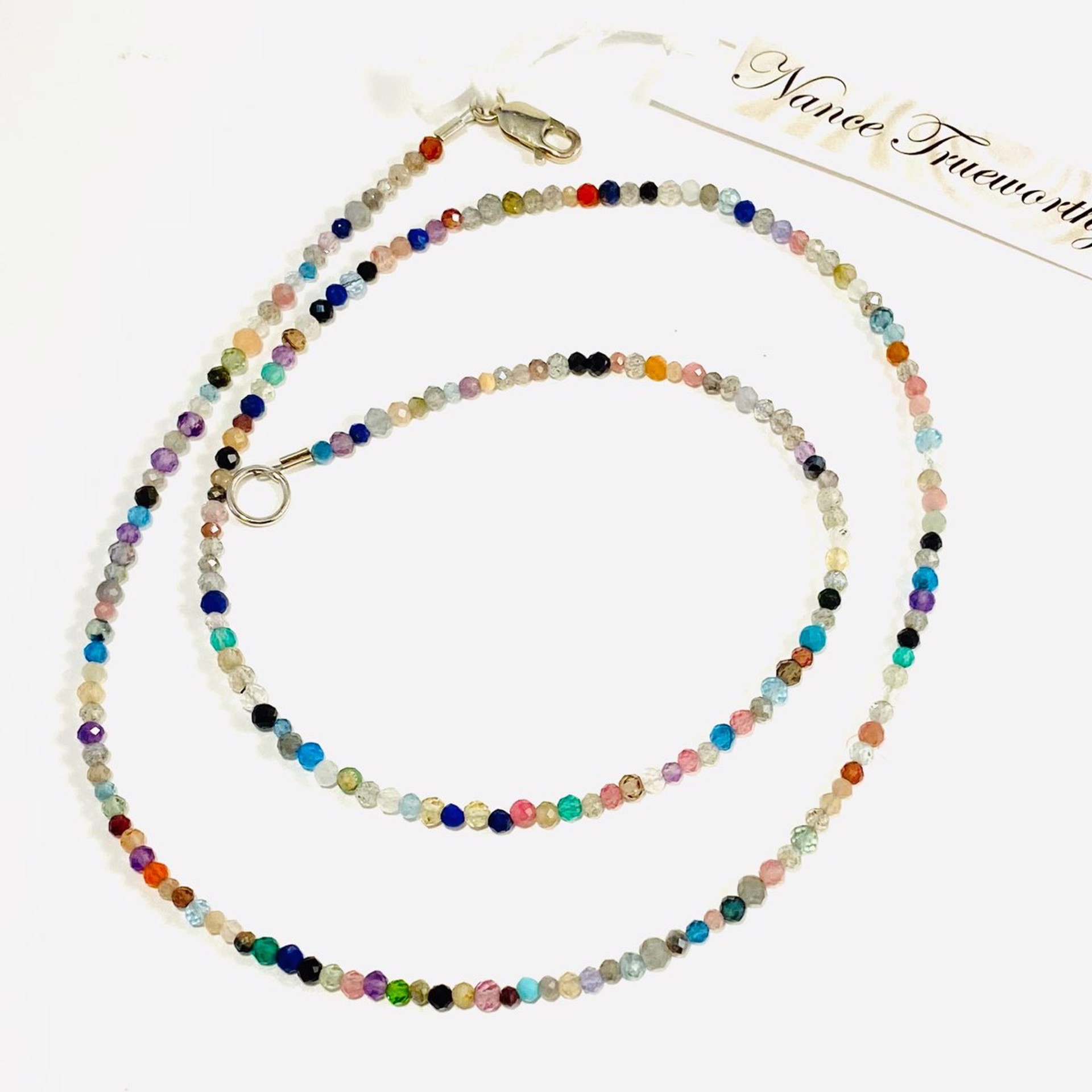 NT22-146 Tiny Multi Color Gemstone Strand Necklace by Nance Trueworthy