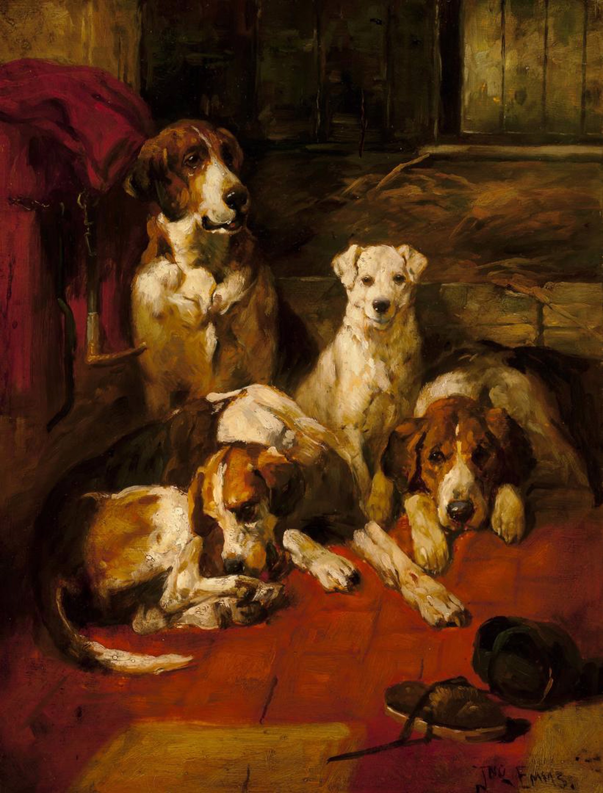 Hounds in a Kennel by John Emms