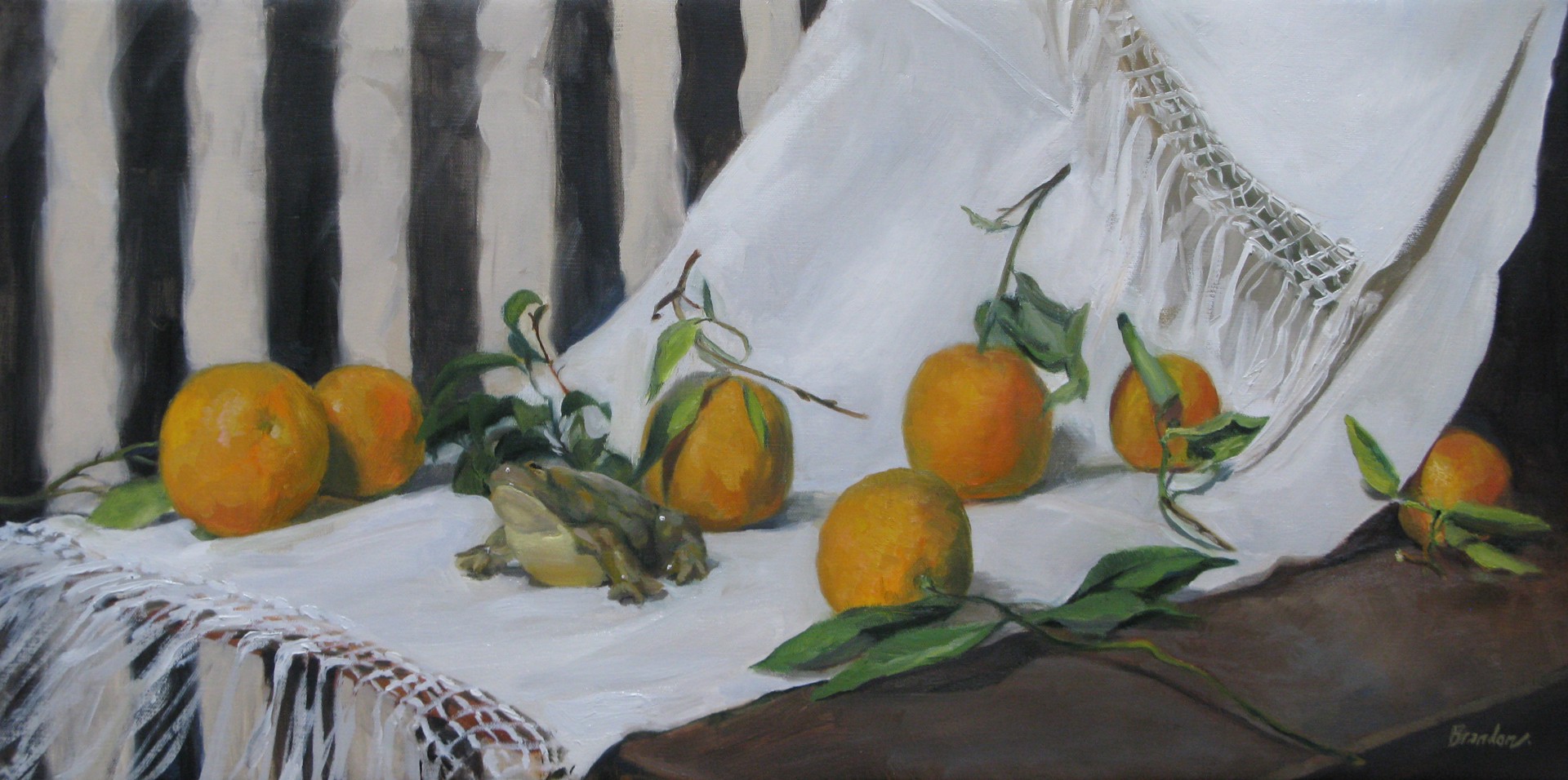 Oranges and China Frog by Linda Tracey Brandon