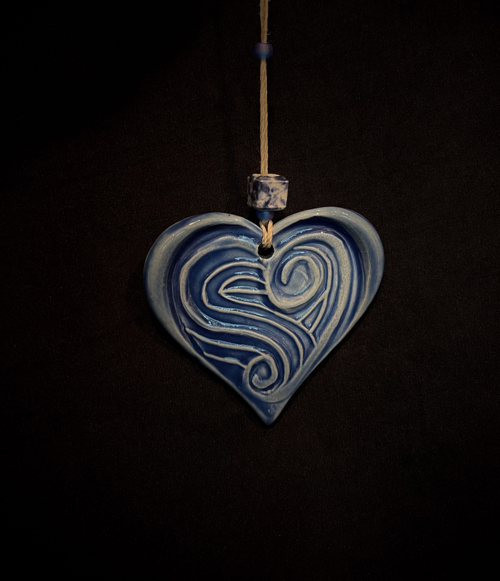 Blue Heart Ornament by Karen Heathman