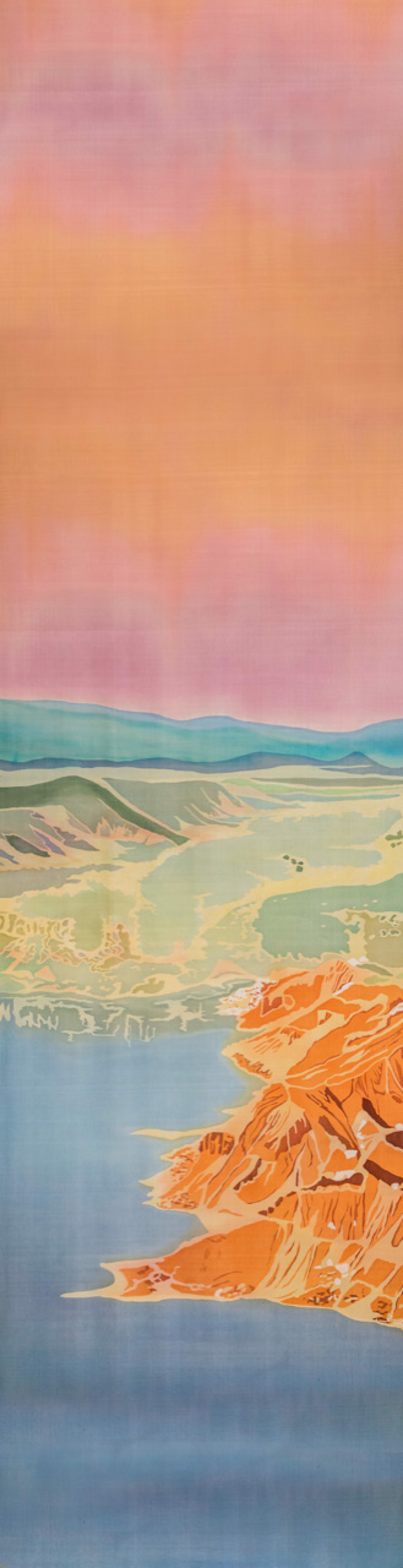 Abiquiu Lake, NM inspired silk scarf by Mary Edna Fraser