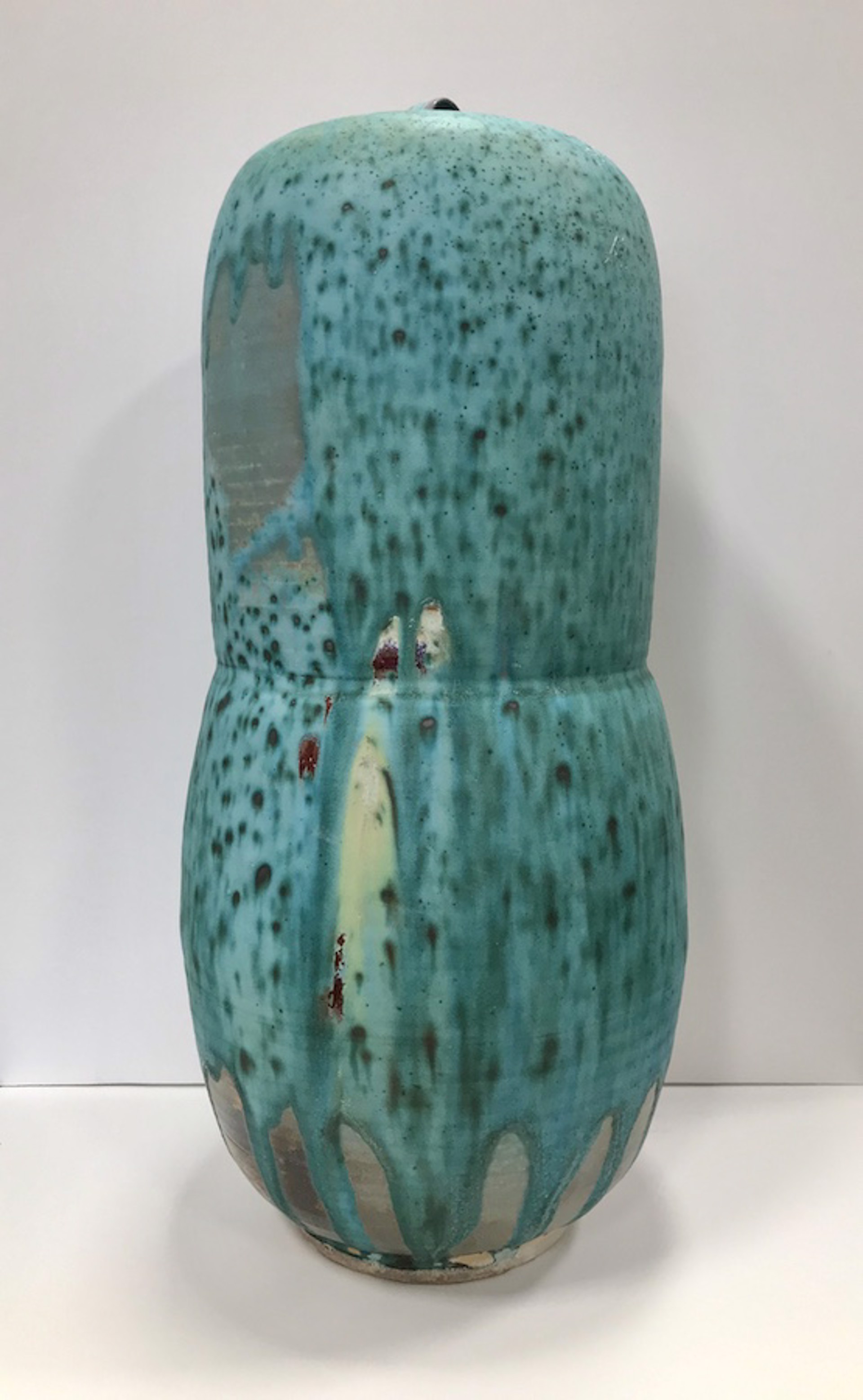 Tall Turquoise Gourde Jar by Kayo O'Young