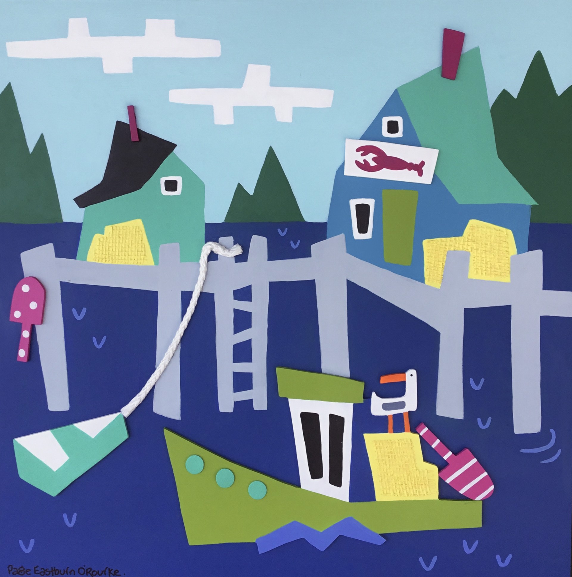 Sheepscot Bay Dock by Page Eastburn O'Rourke Portland Art Gallery