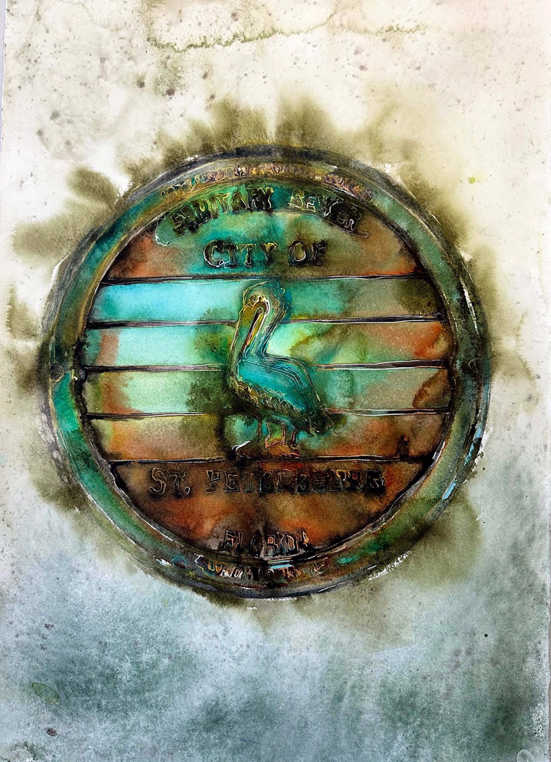 Mementos -  Manhole Pelican by Carol Carter