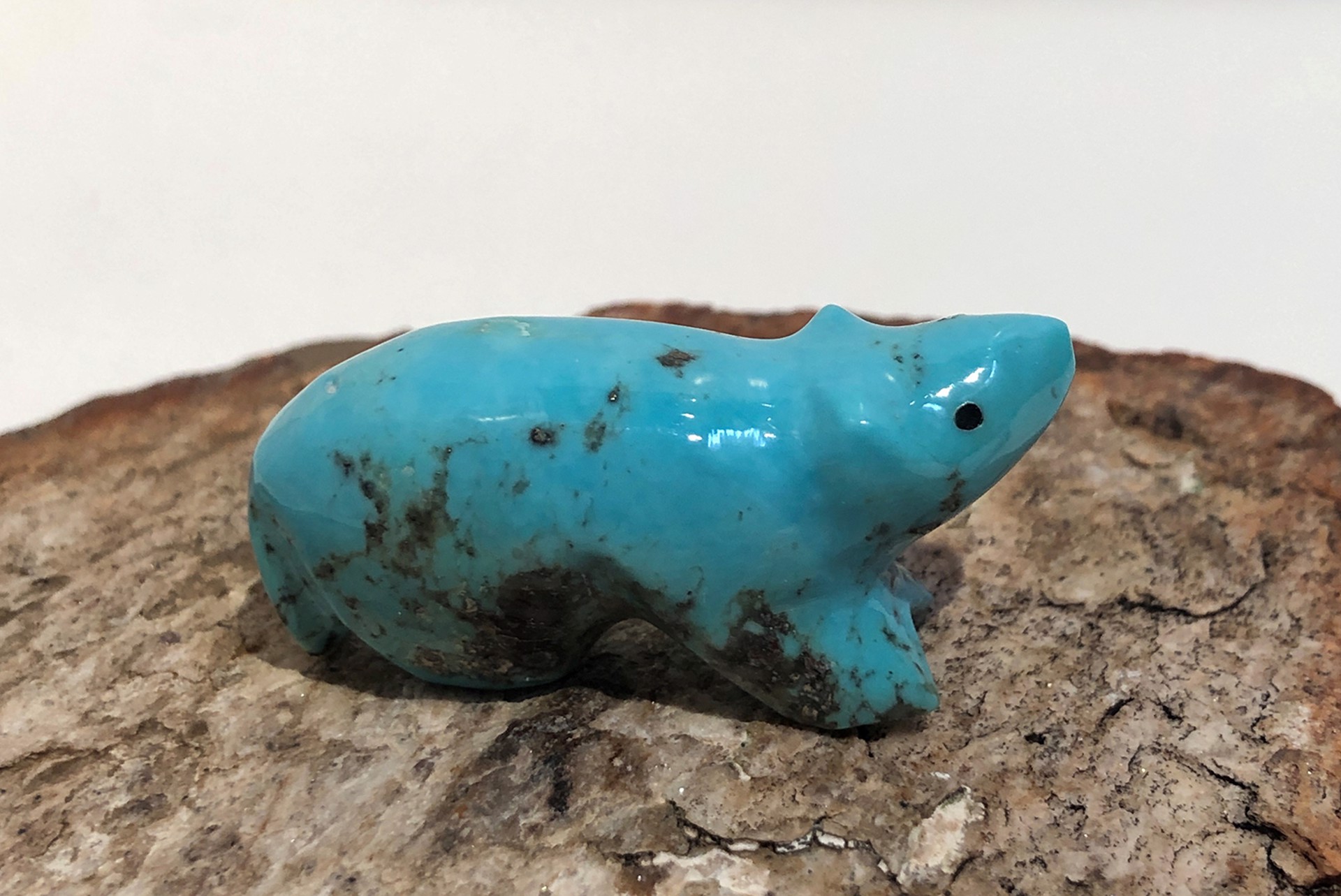 Zuni Carved Turquoise Wolf Fetish by Artist Unknown