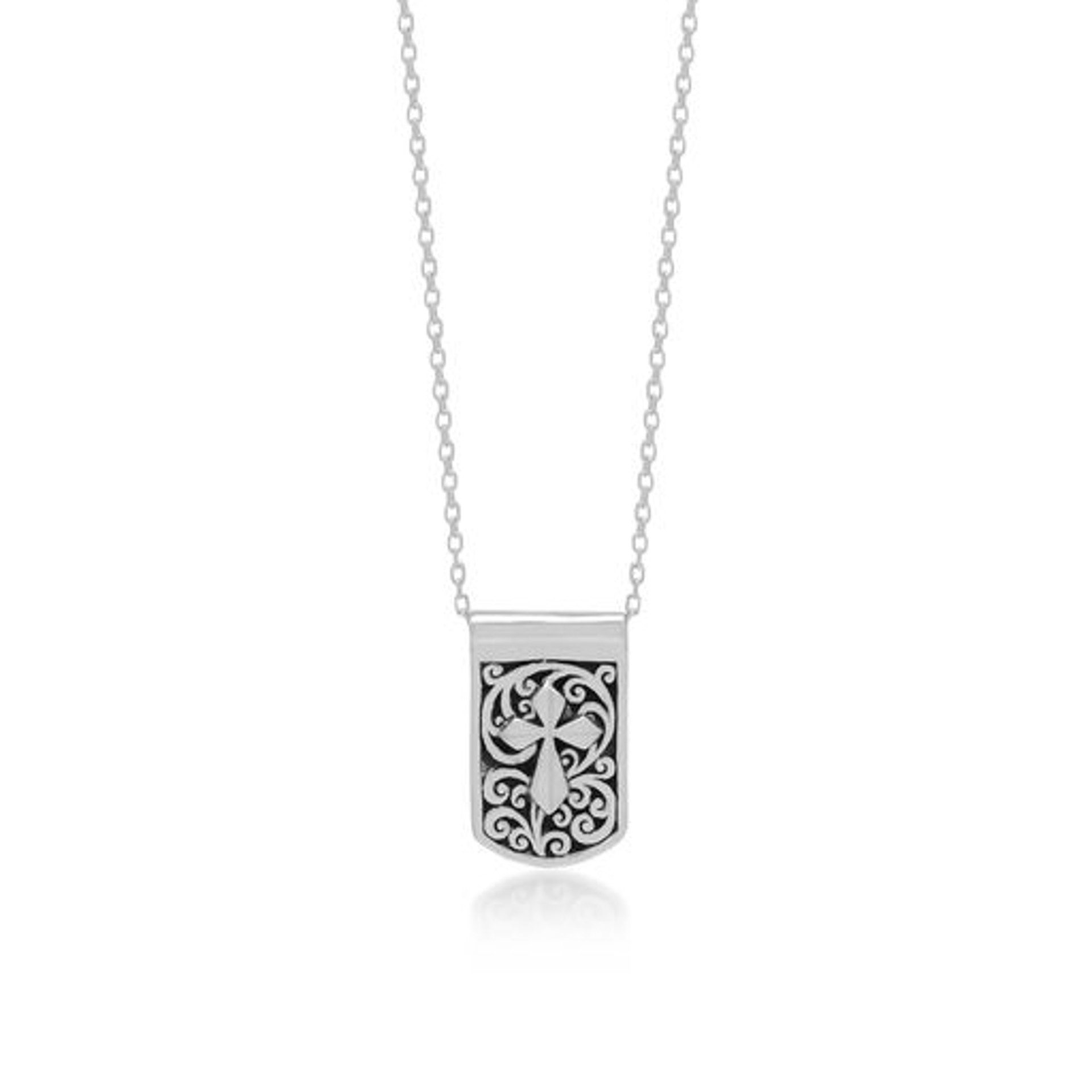 6981 Cross Detail on Signature Scroll Pendent Necklace by Lois Hill