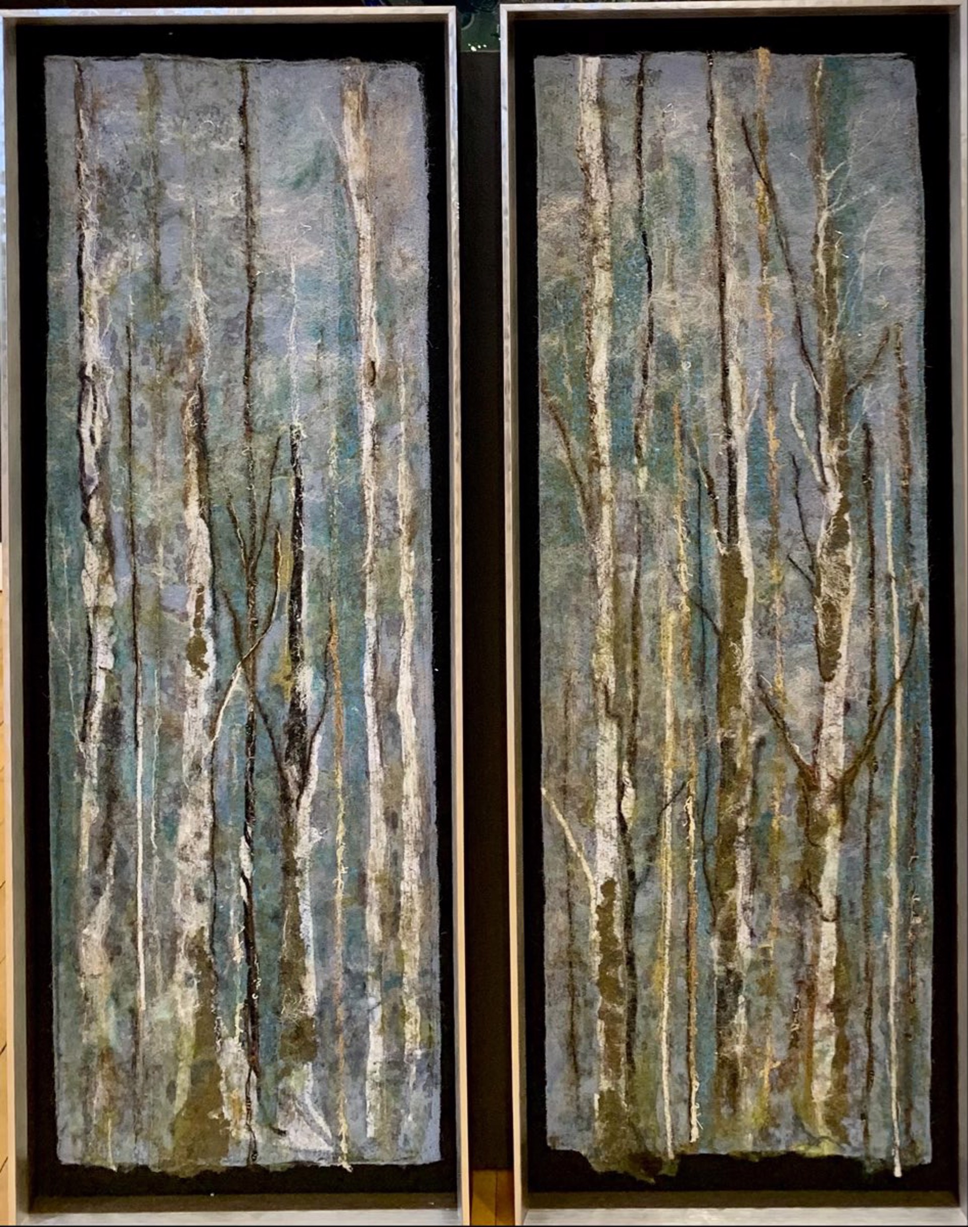 Birch Trees Revisited - Forest Bathing Diptych by Marti Liddle-Lameti