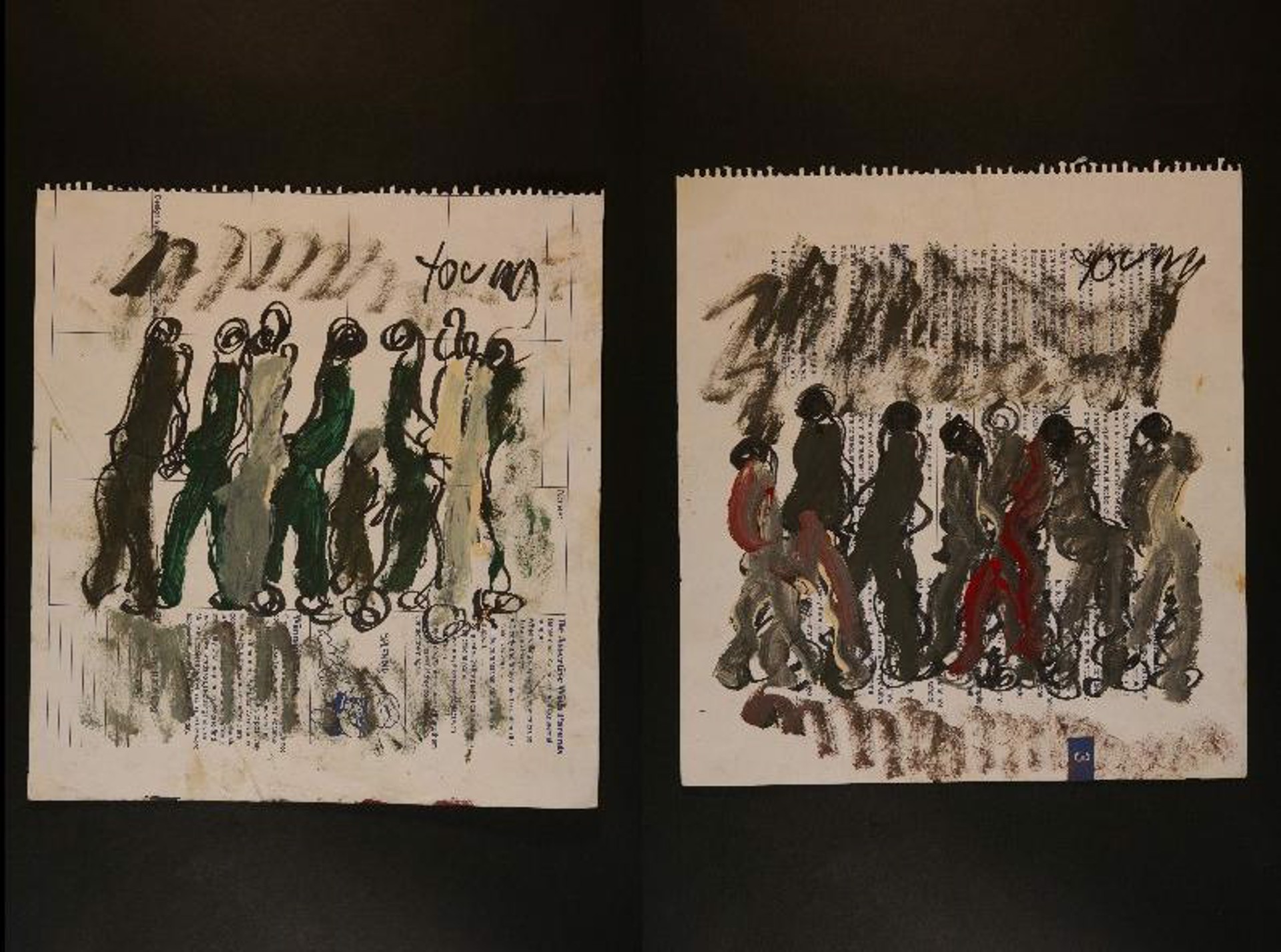 Double Side Drawing # 4 A & B by Purvis Young (1943 - 2010)