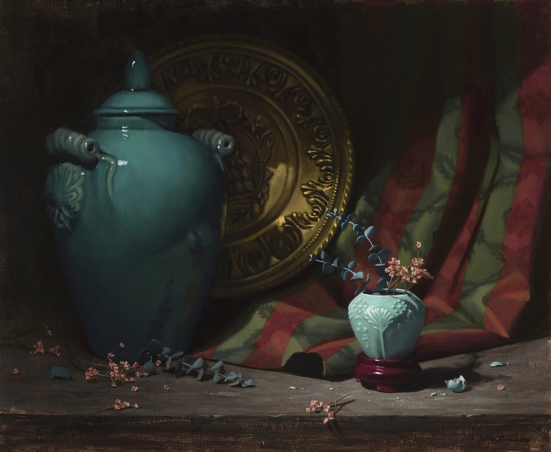 Jeanne Crain Leemon "Turquoise Vases" by Oil Painters of America
