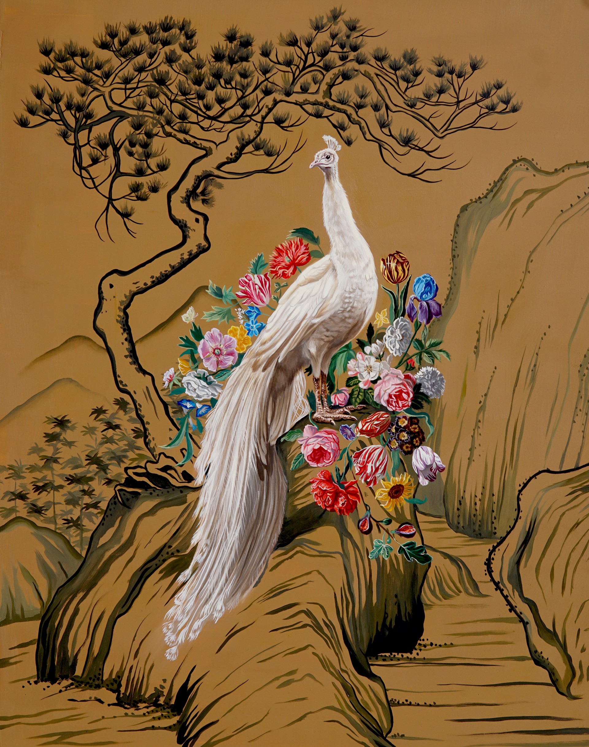 Still Life with White Peacock by Robin Hextrum