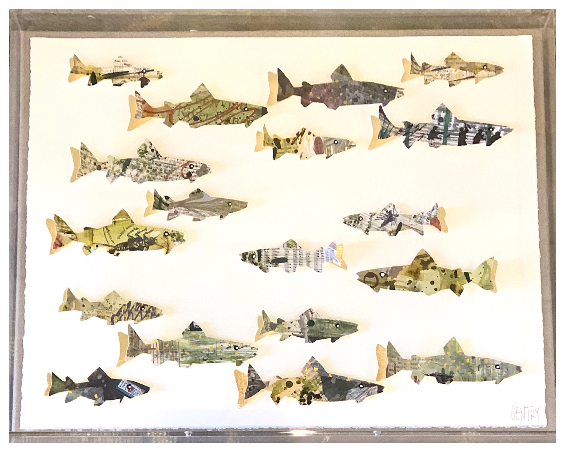 Fish Collage Gold Tones 1 by Sarah Gentry