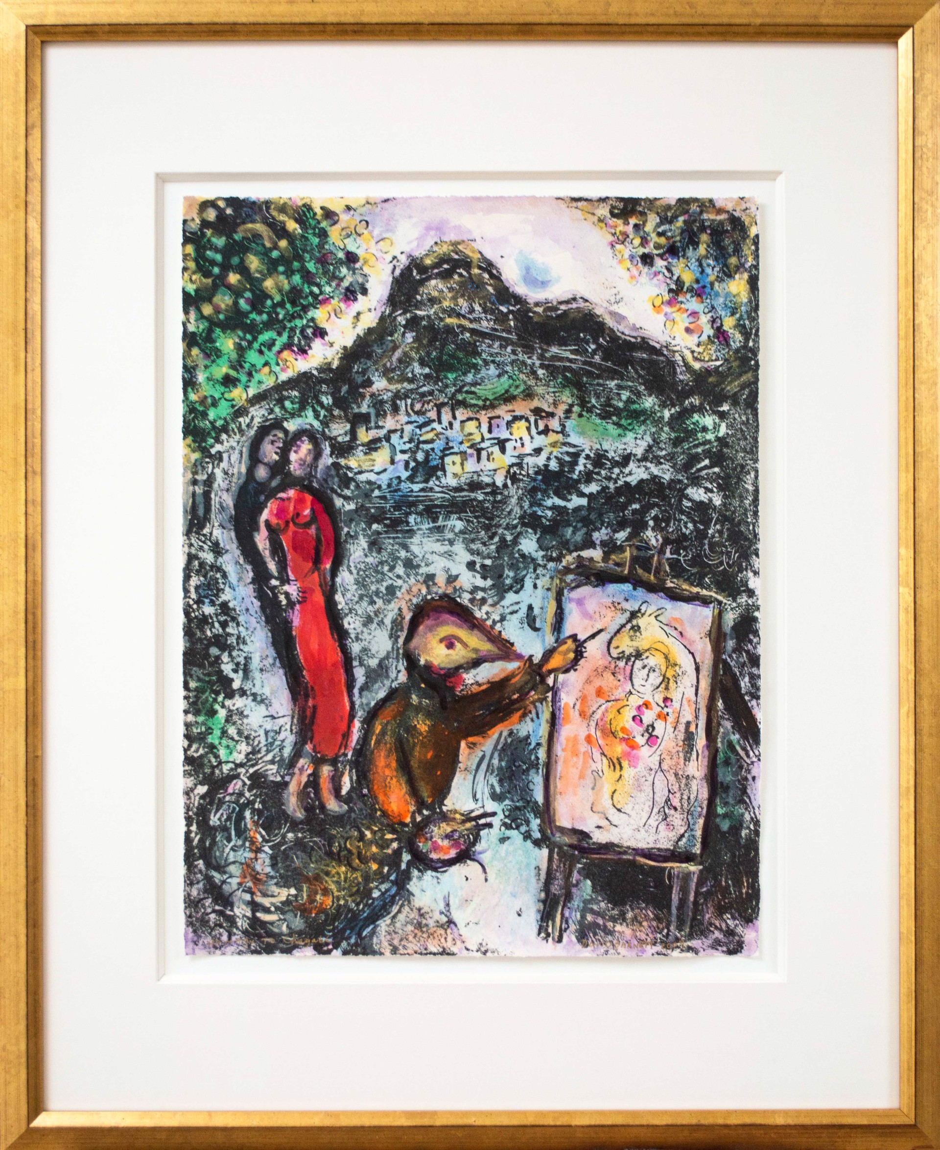 Famous Artist Ser. Homage to Chagall- Near St. Jeannet (Devant St. Jeannet) M646 by David Barnett