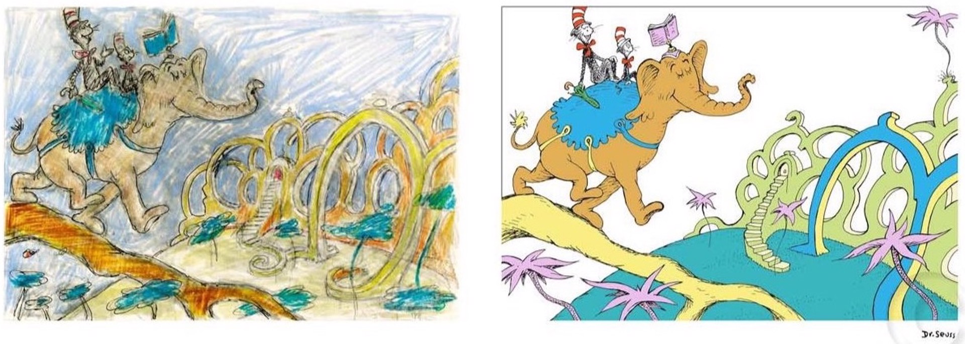 The More That You Read, The More Places You'll Know - Diptych by Dr. Seuss