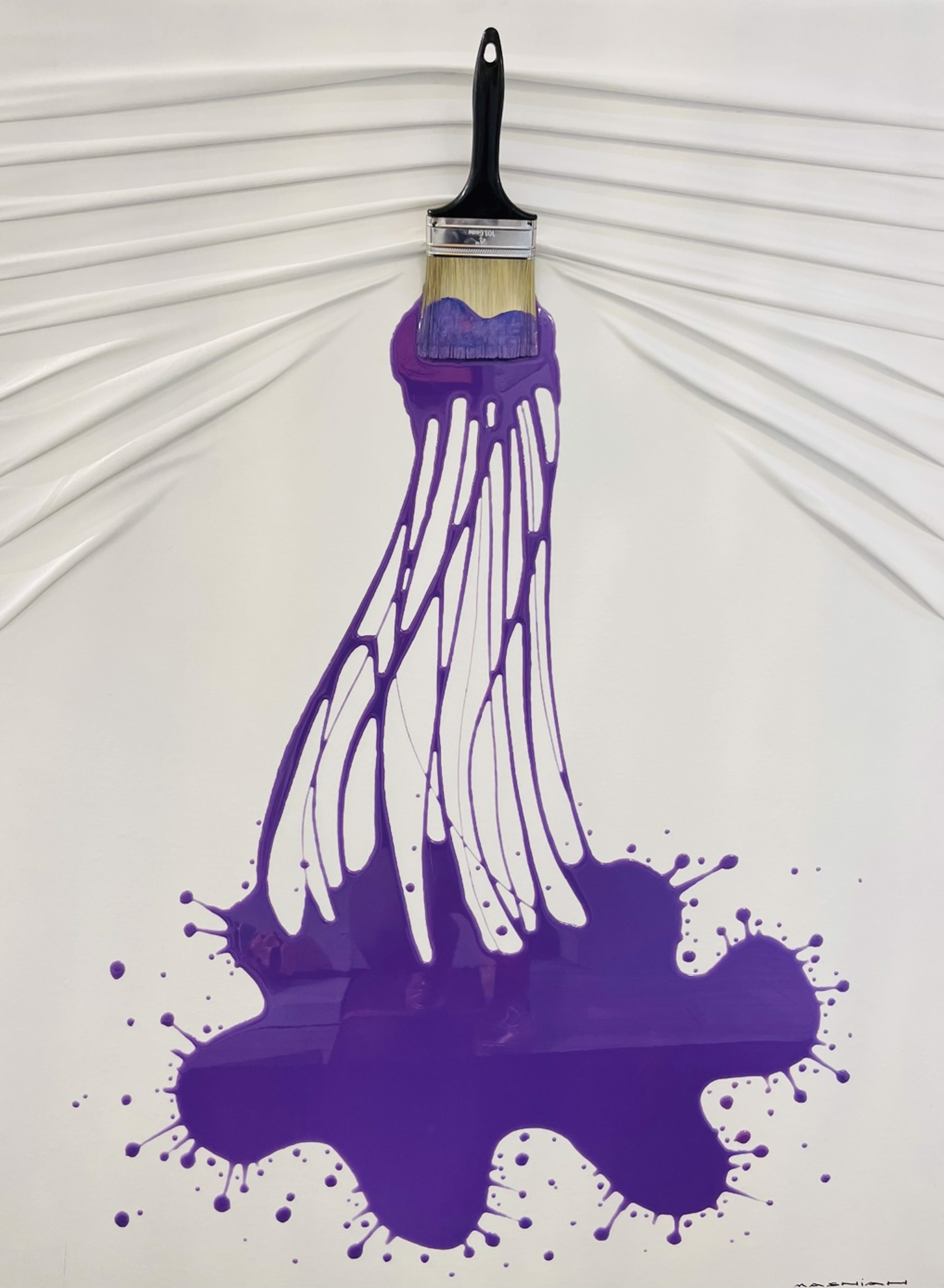 Purple Large Splash on the White Canvas by Brushes and Rollers "Let's Paint" by Efi Mashiah