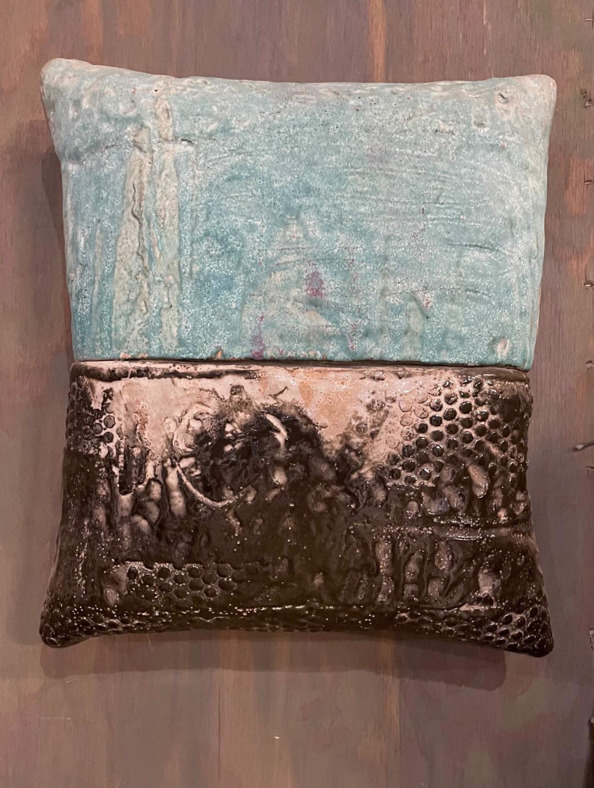 Turquoise and Black Pillow by Brandon Reese