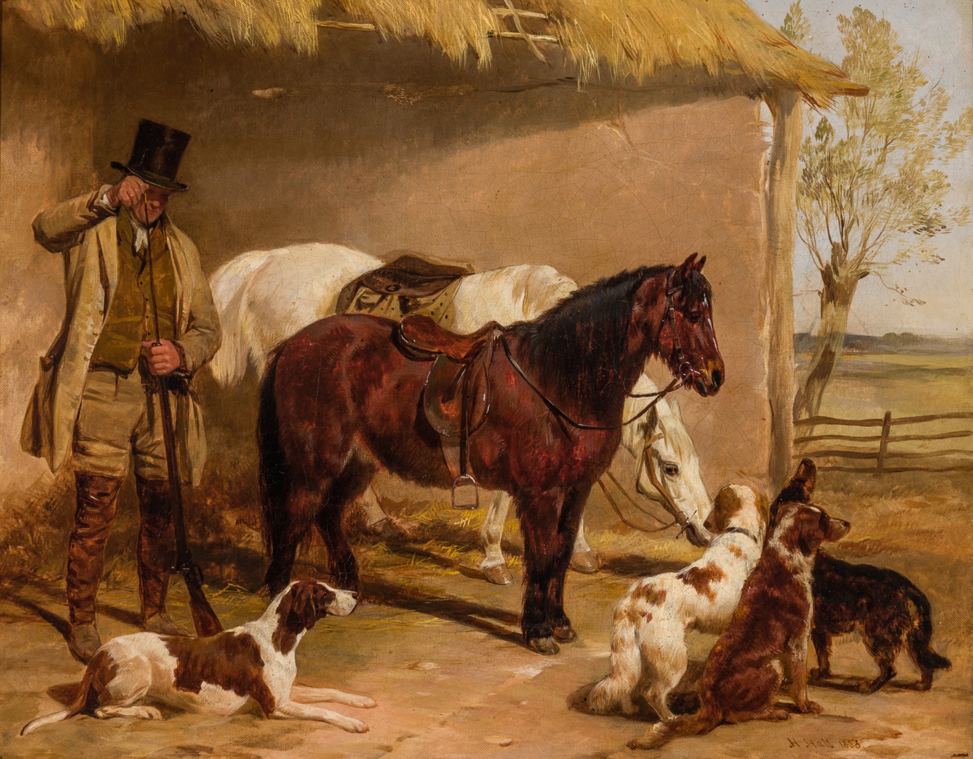FORESTER WITH HORSES & DOGS by Harry Hall