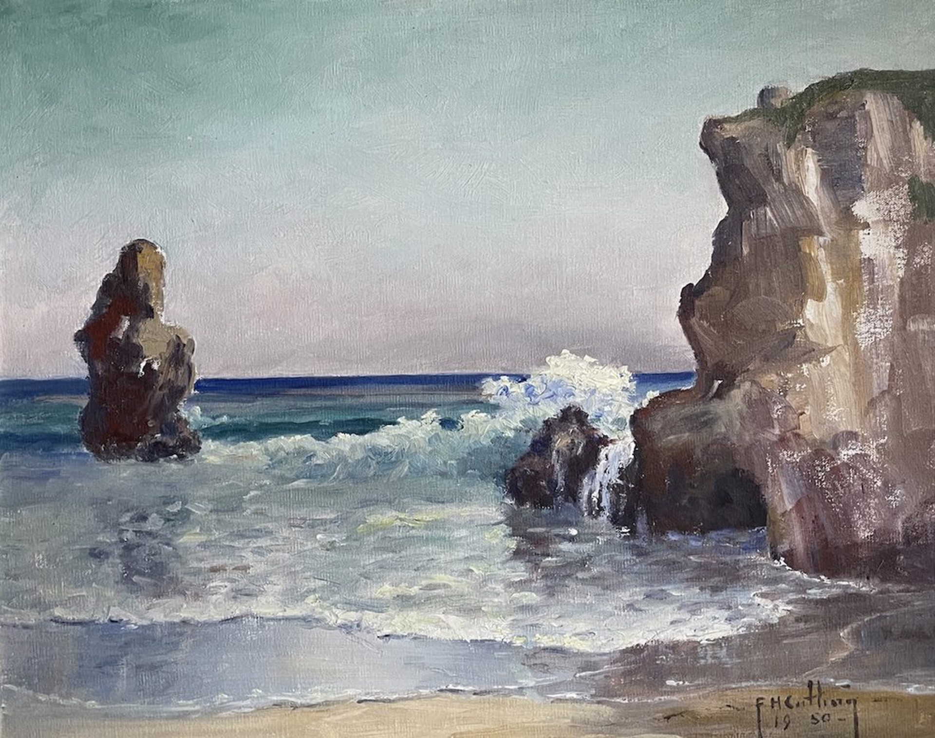 Untitled (seascape with rocks) by Frank Harvey Cutting