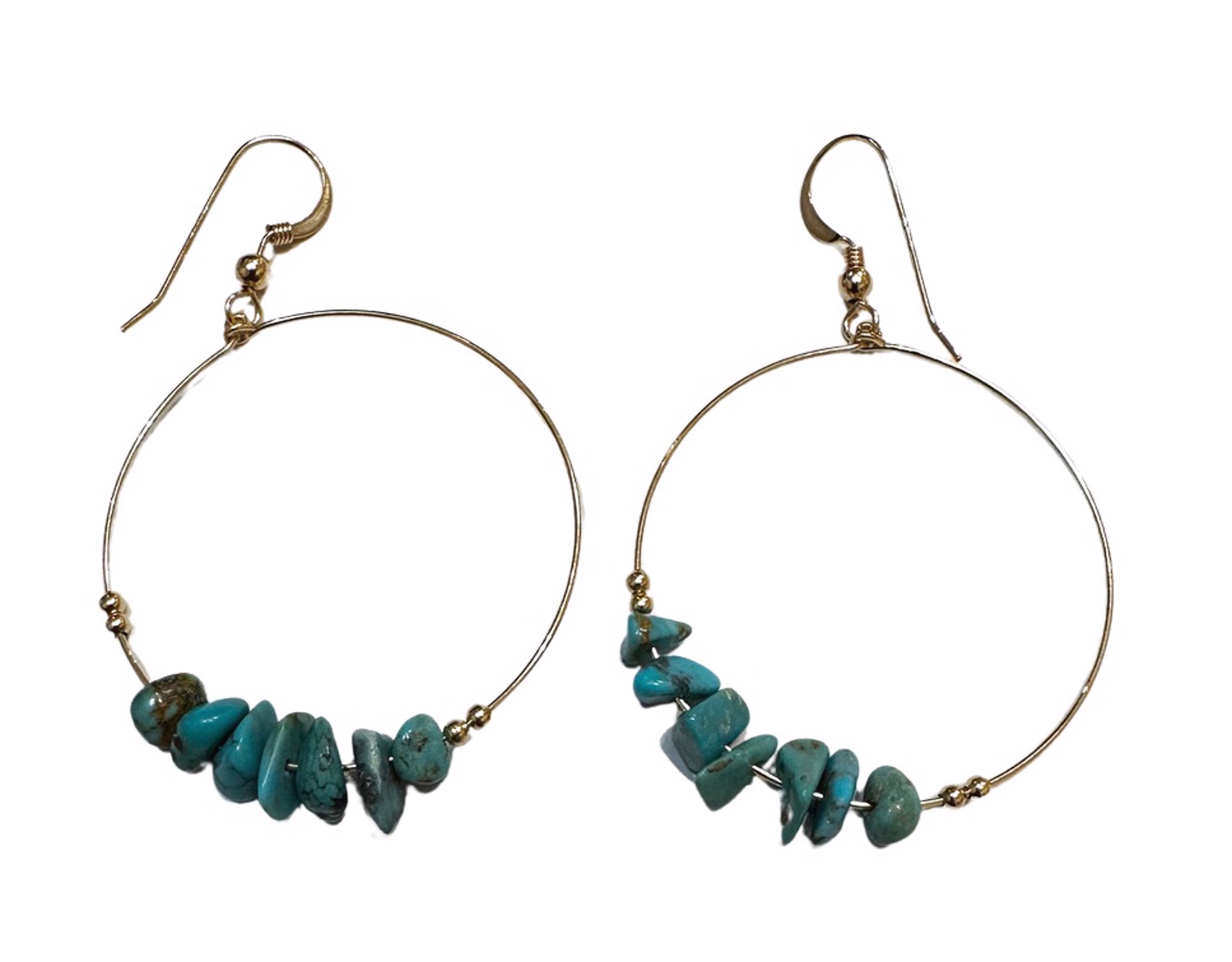 Earrings - Turquoise Hoops with 14K Gold by Julia Balestracci