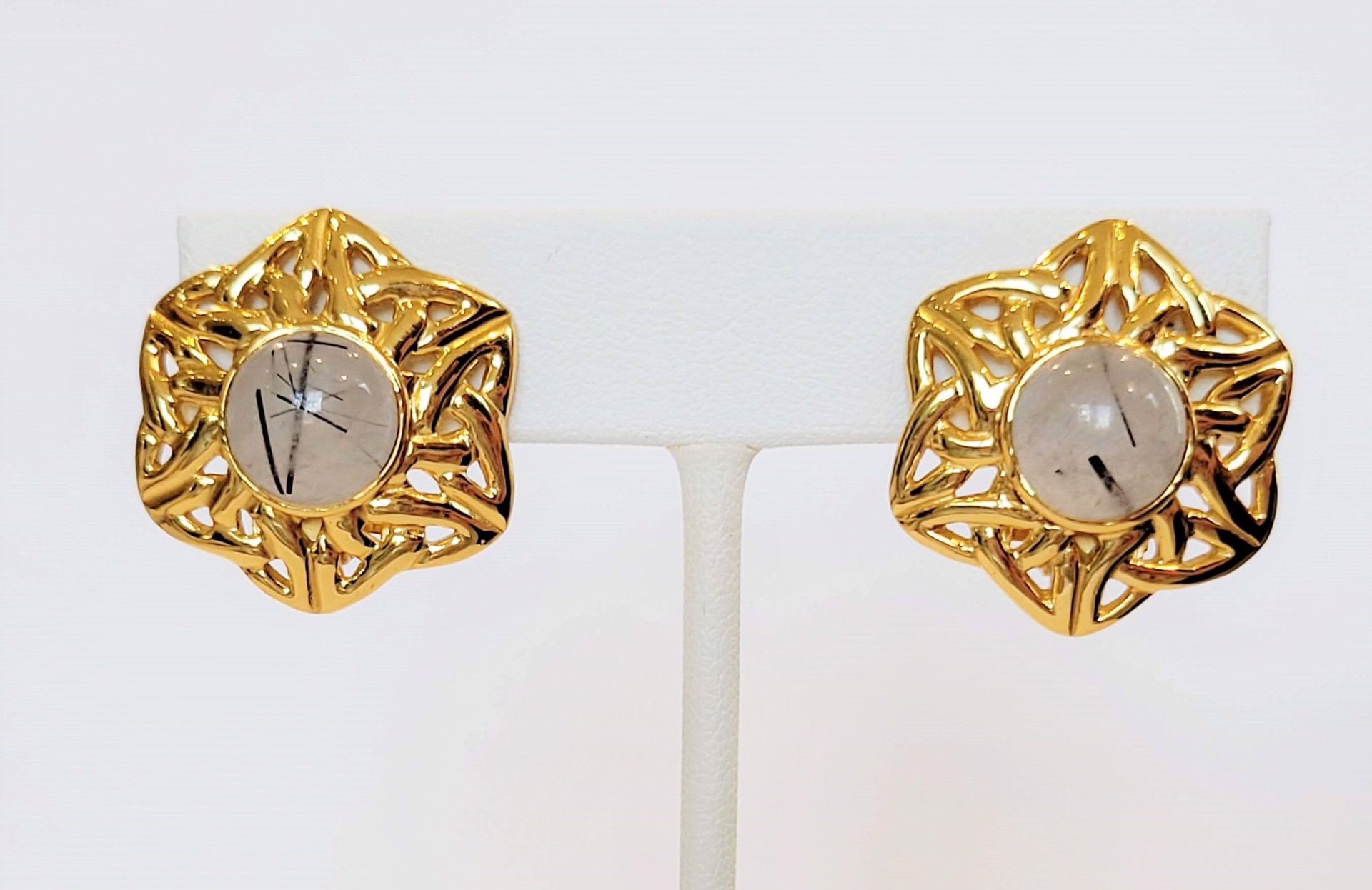 Gold and Gem Clip-On Earrings