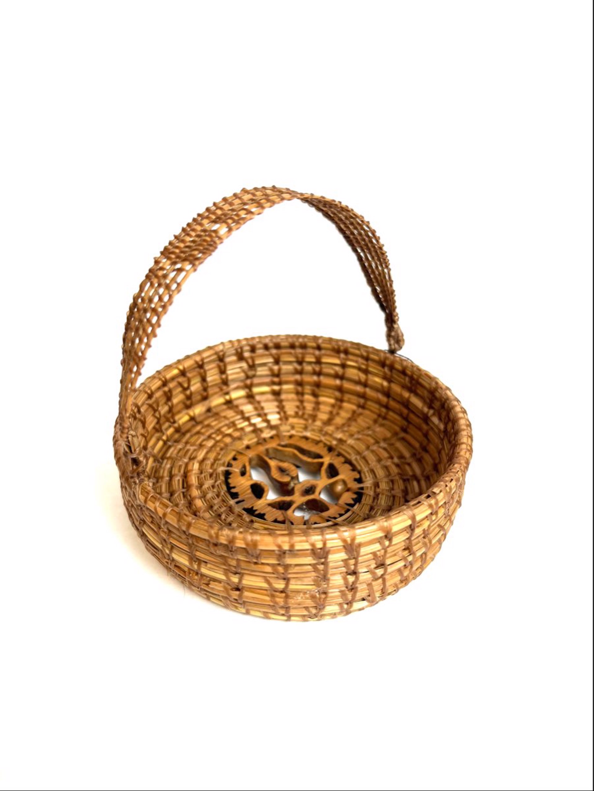 Basket with Walnut Center and Swing Woven Handle by Jacqueline Green