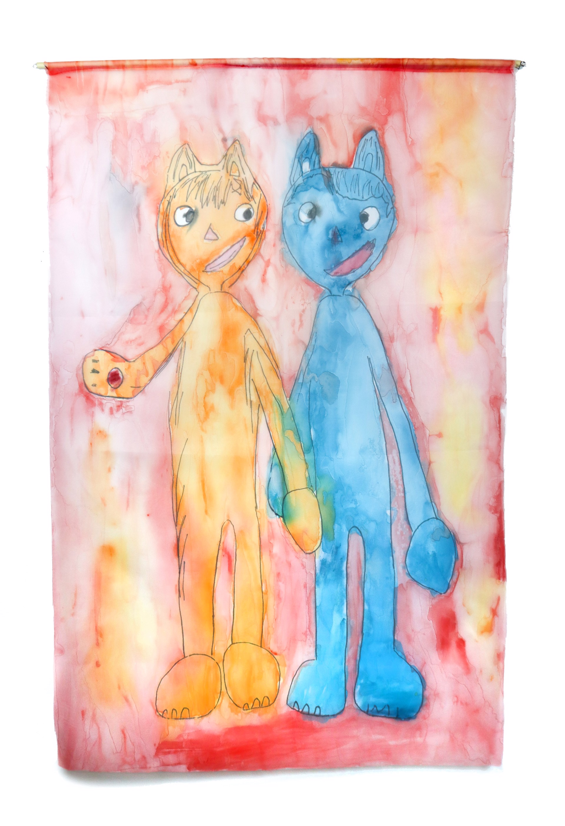 Blue and Orange Cat Dancing by Michael Haynes