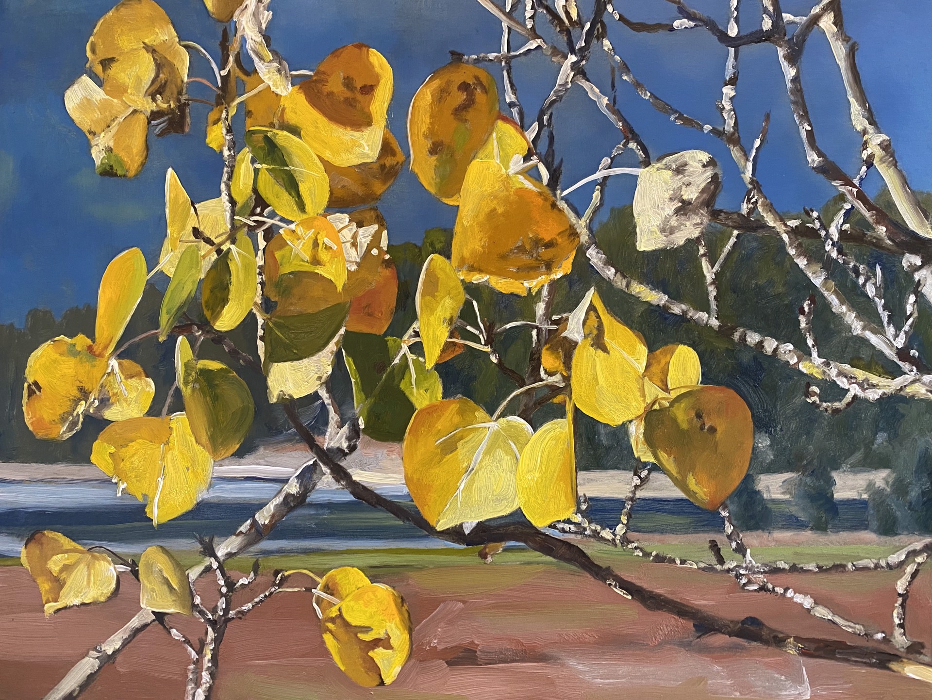 Teton Aspen Leaves by Malou Flato