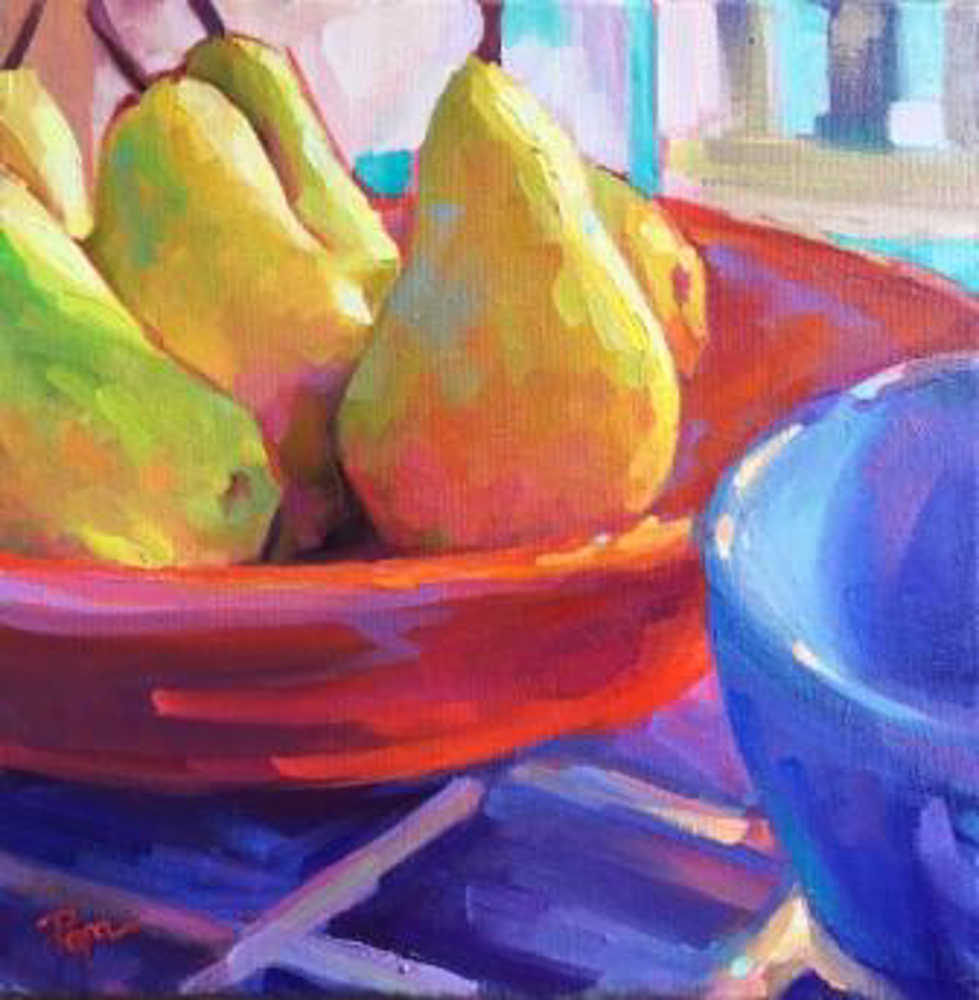 Pears and Red Bowl by Tammy Papa