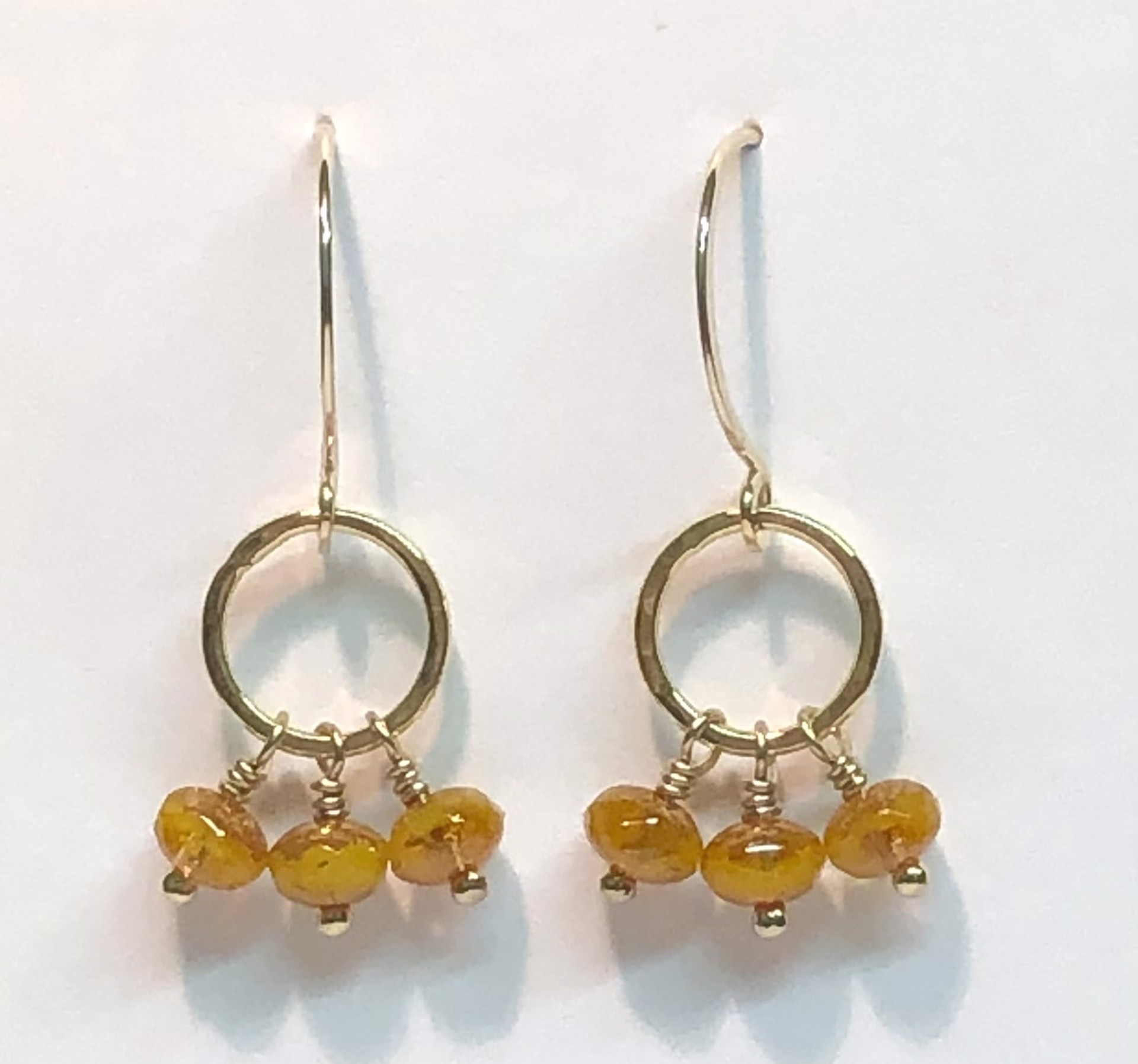 Honey Gold Czech with Large Ring Earrings, 14K Gold Filled by Amelia Whelan