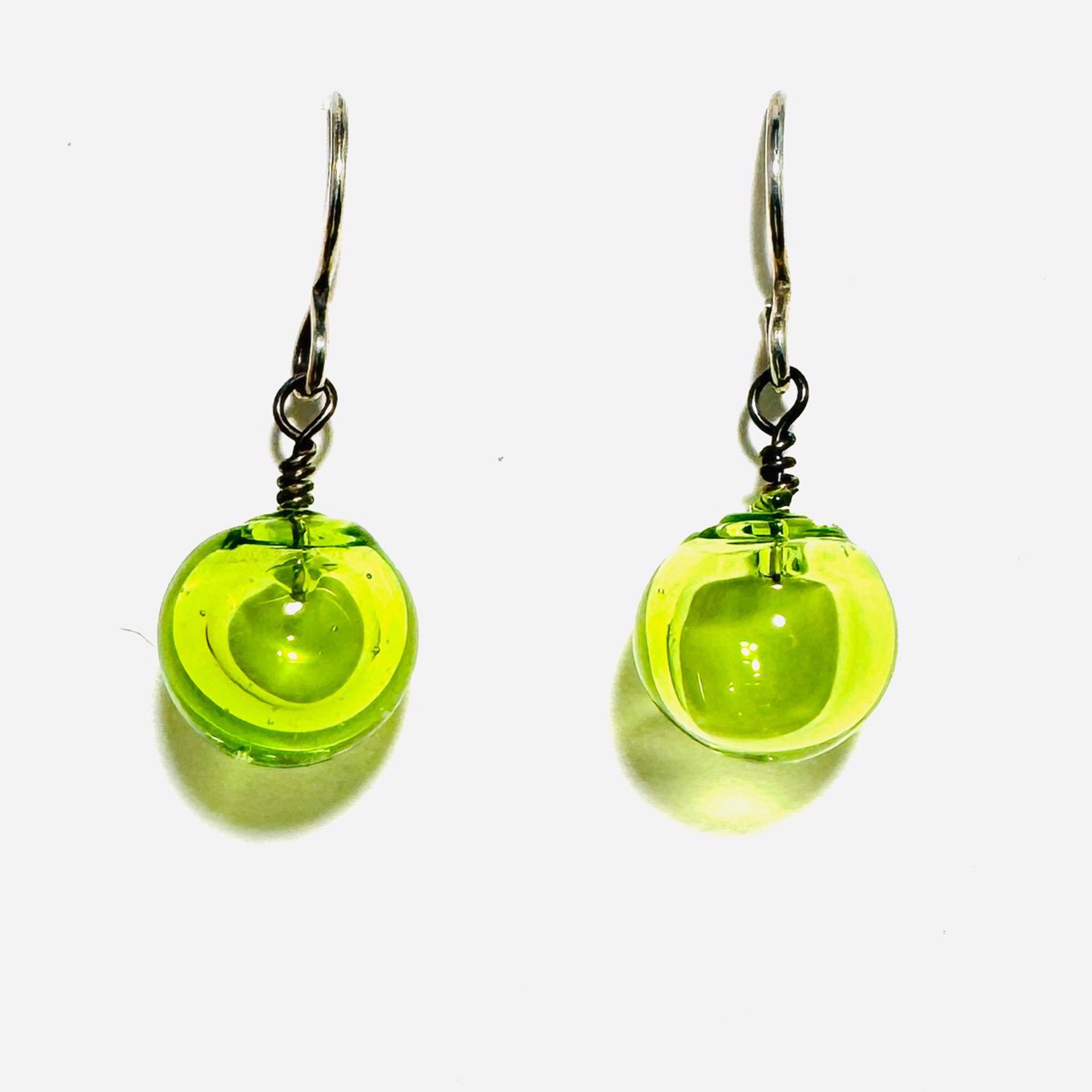 Brite Green Bubble Bead Earrings LS23-39 by Linda Sacra