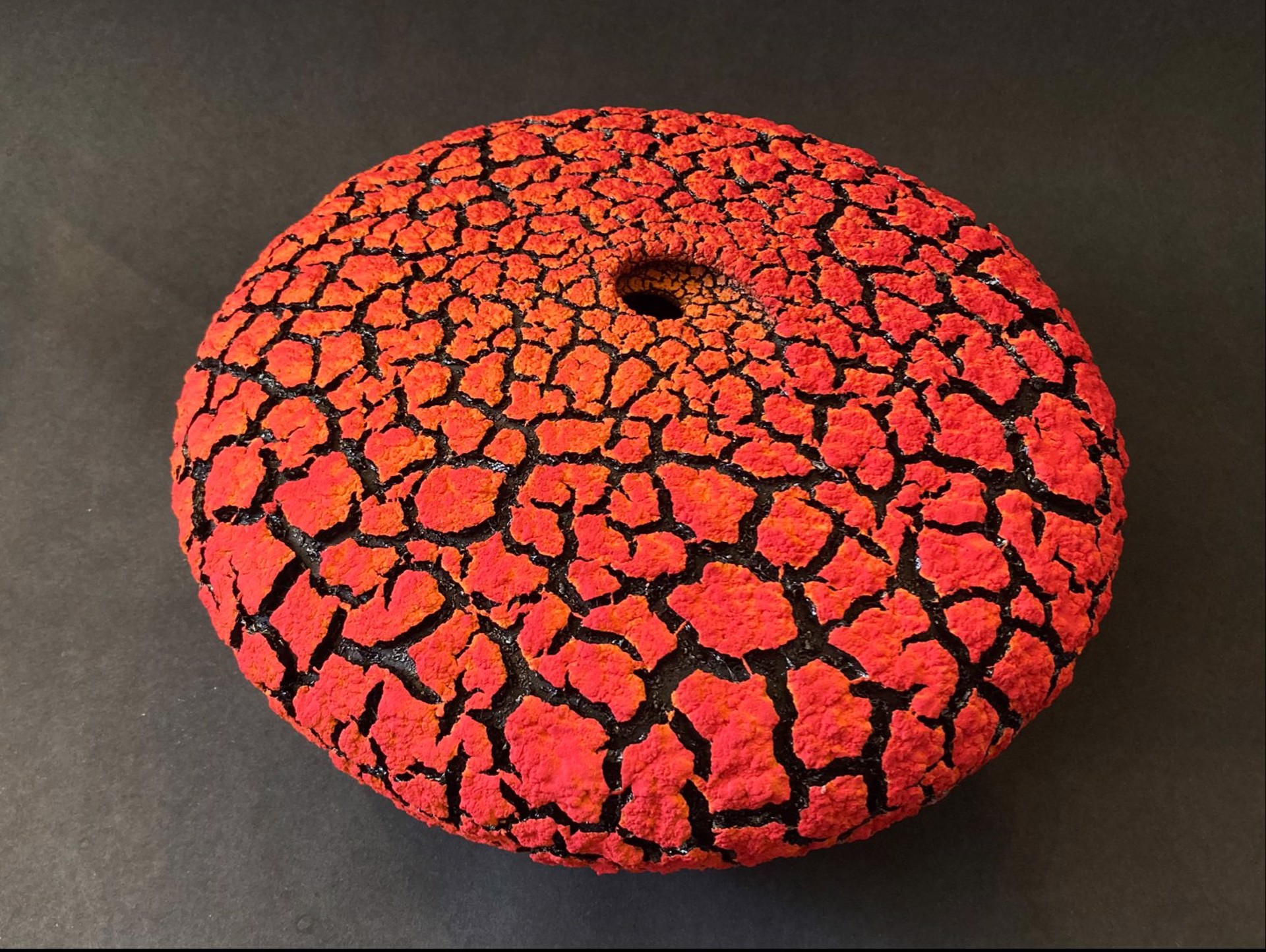 Large Lichen Vessel Orange | Red #132 by Randy O' Brien