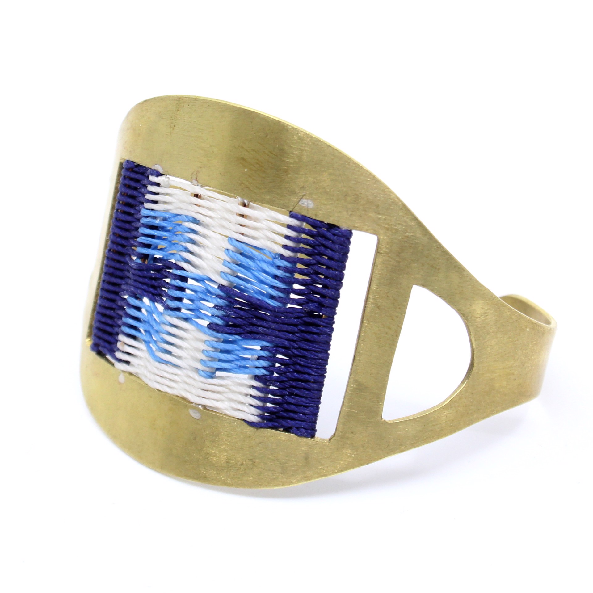 Woven Cuff (blue, white, navy) by Flag Mountain Jewelry