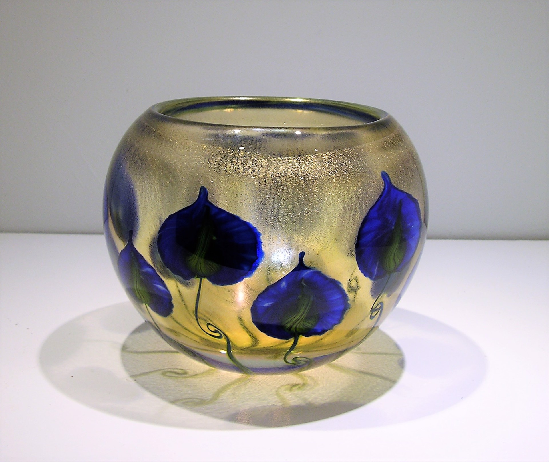 Sunset Bowl w/ Blue Cobalt Anthuriums by Daniel Lotton