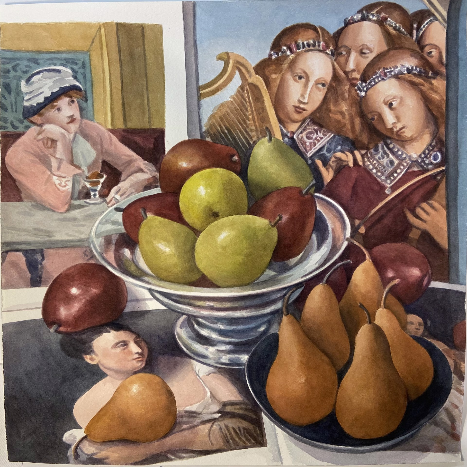 Still Life with Van Eyck Angels and The Plum by Manet by Tim Schiffer