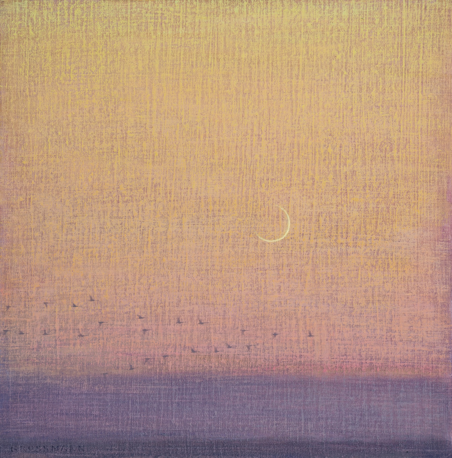 Crescent Moon and Early Flight by David Grossmann