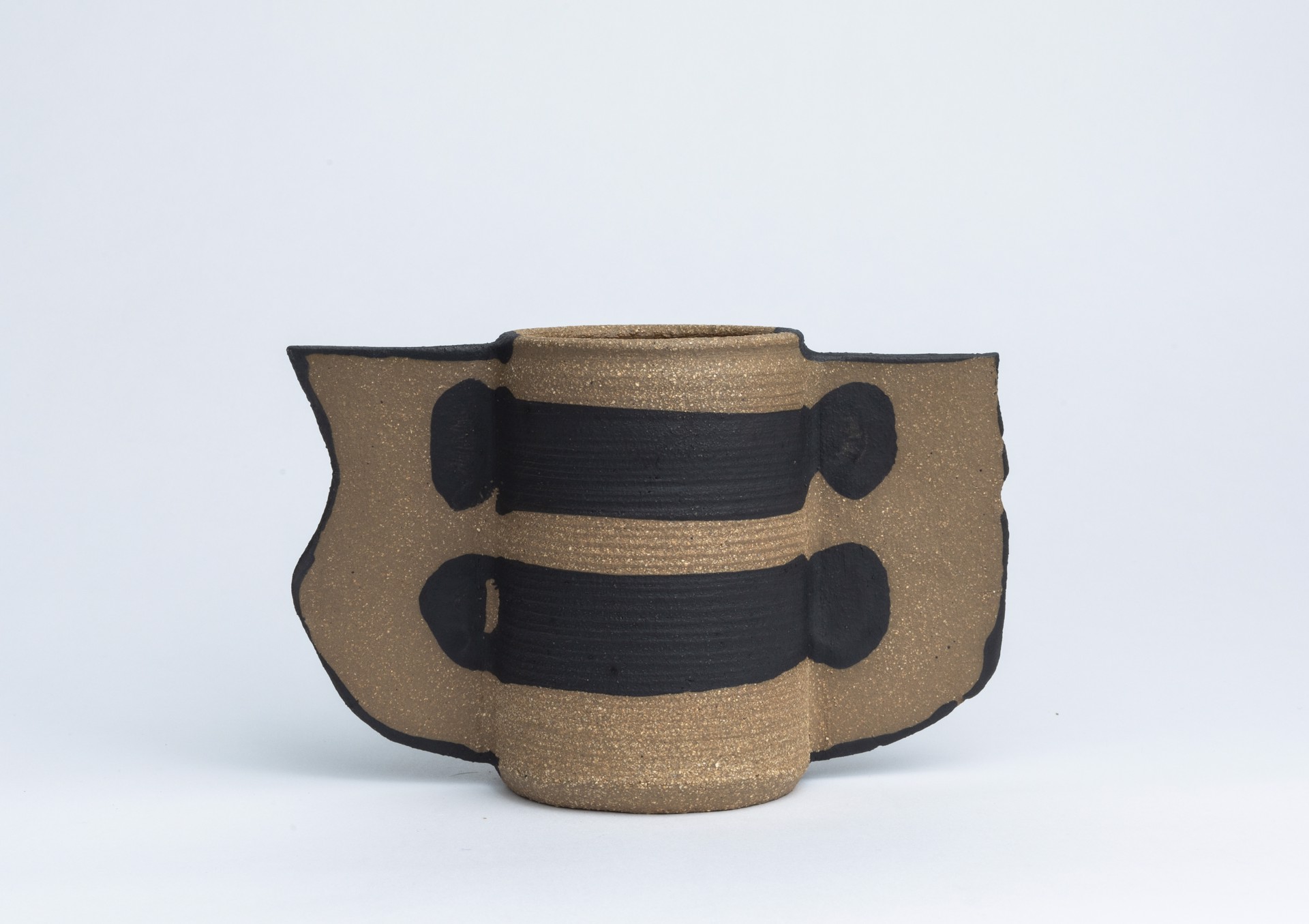 Black Striped Flight Vase by Glory Day Loflin Ceramics