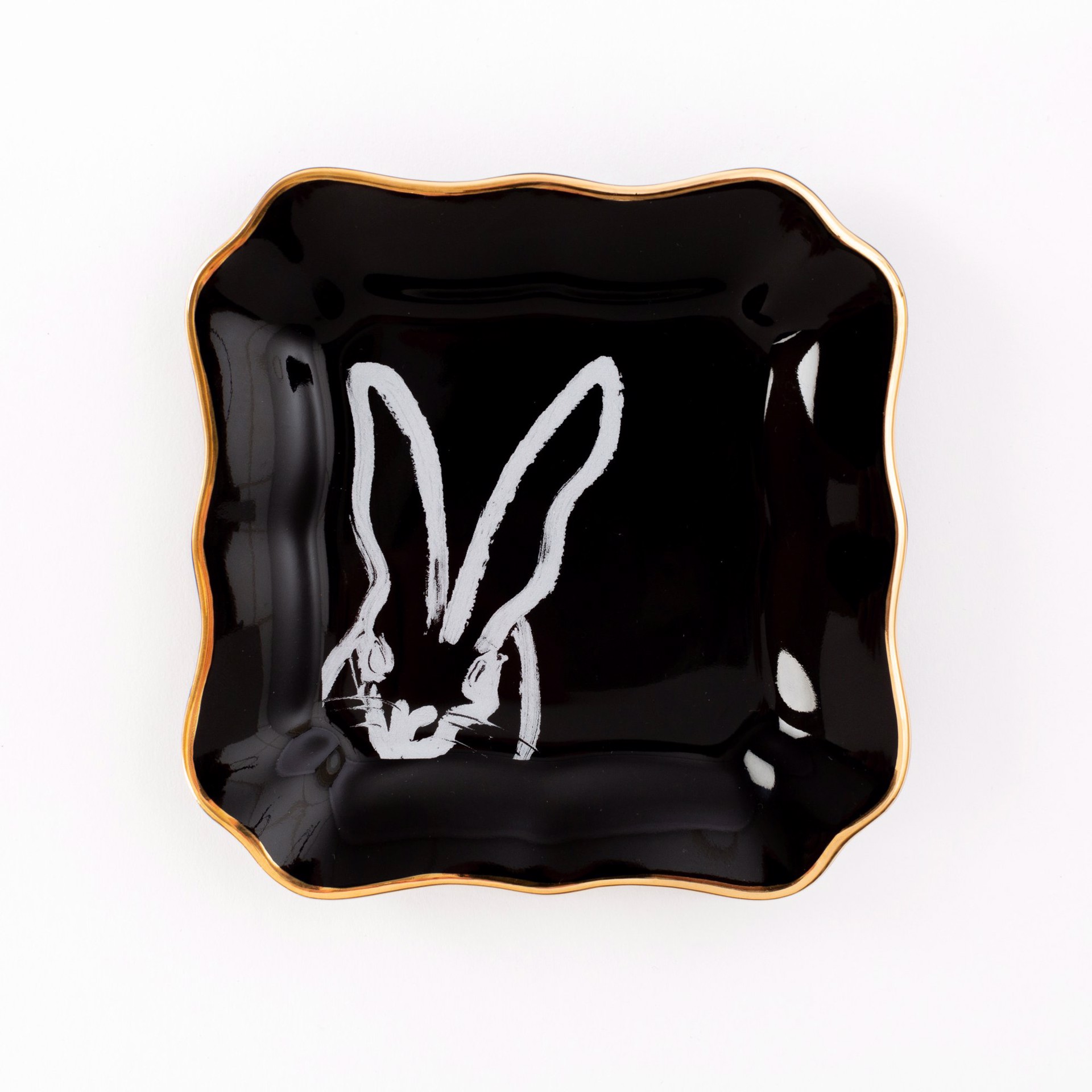 Bunny Portrait Plate - Black by Hunt Slonem (Hop Up Shop)