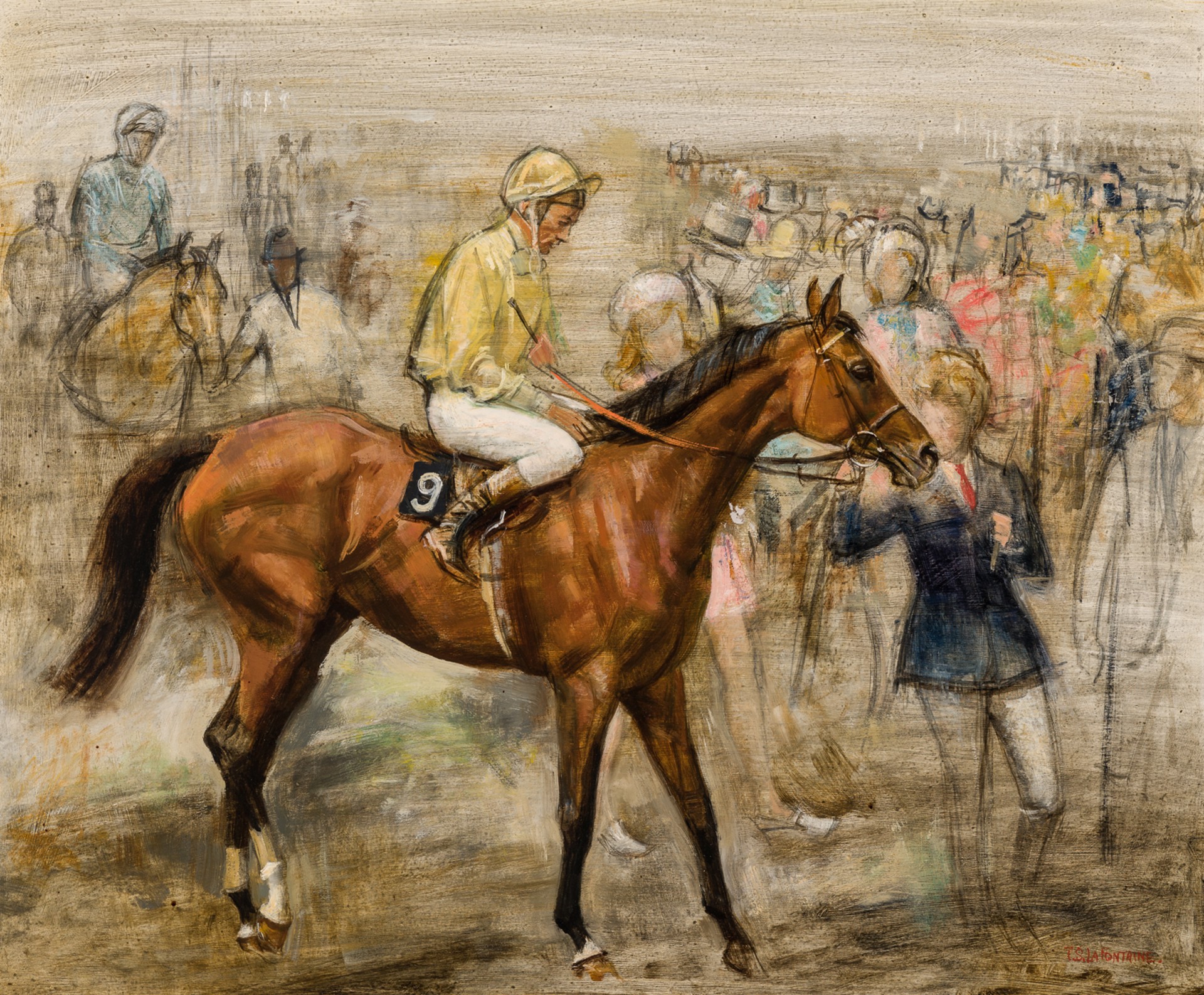 PARK TOP WITH LESTER PIGGOTT UP IN THE COLORS OF THE DUKE OF DEVONSHIRE by Thomas Sherwood La Fontaine