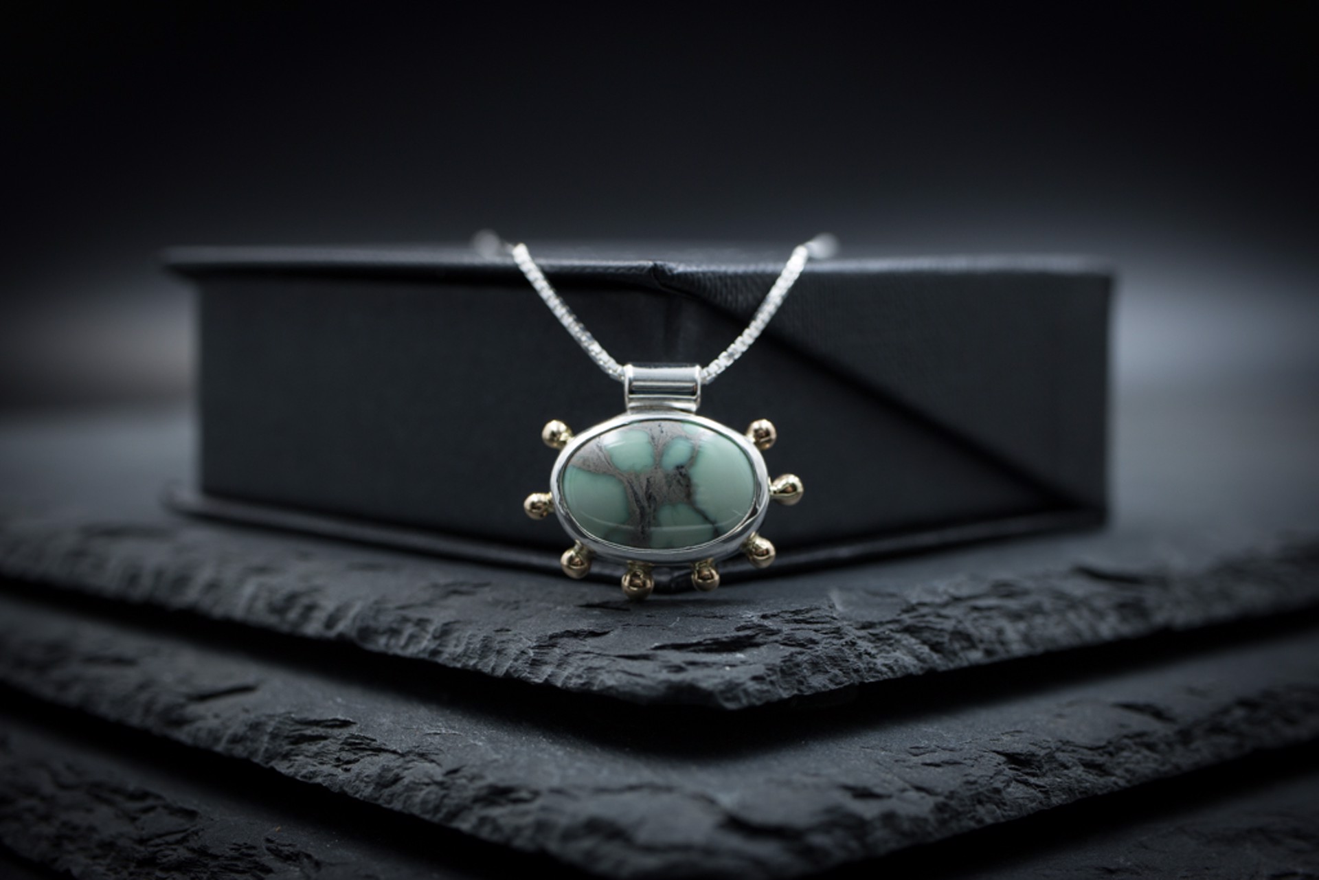 Variscite in 14K Gold and Sterling Silver Necklace by Autumn Fye