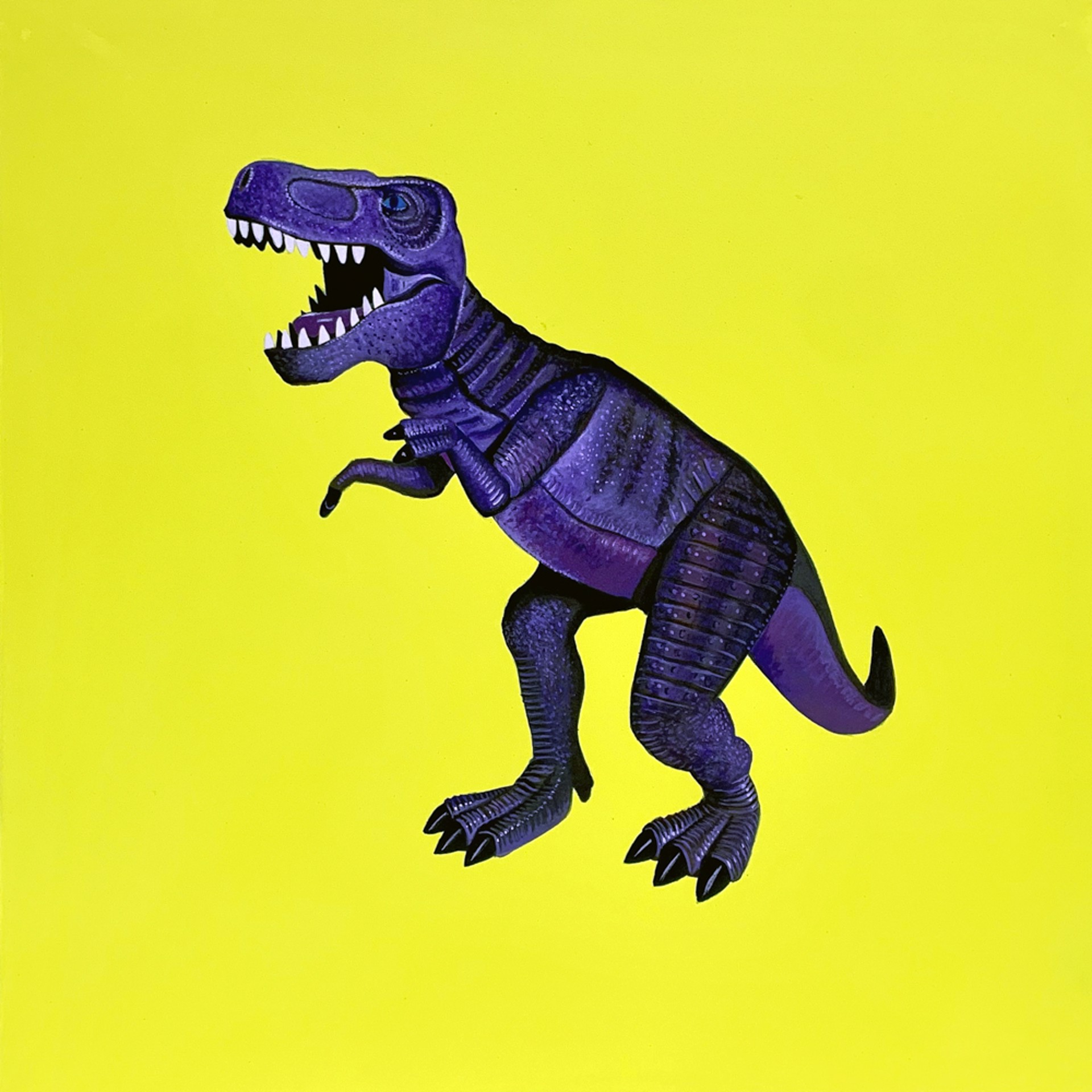 Violet T.Rex on Yellow by Colleen Critcher