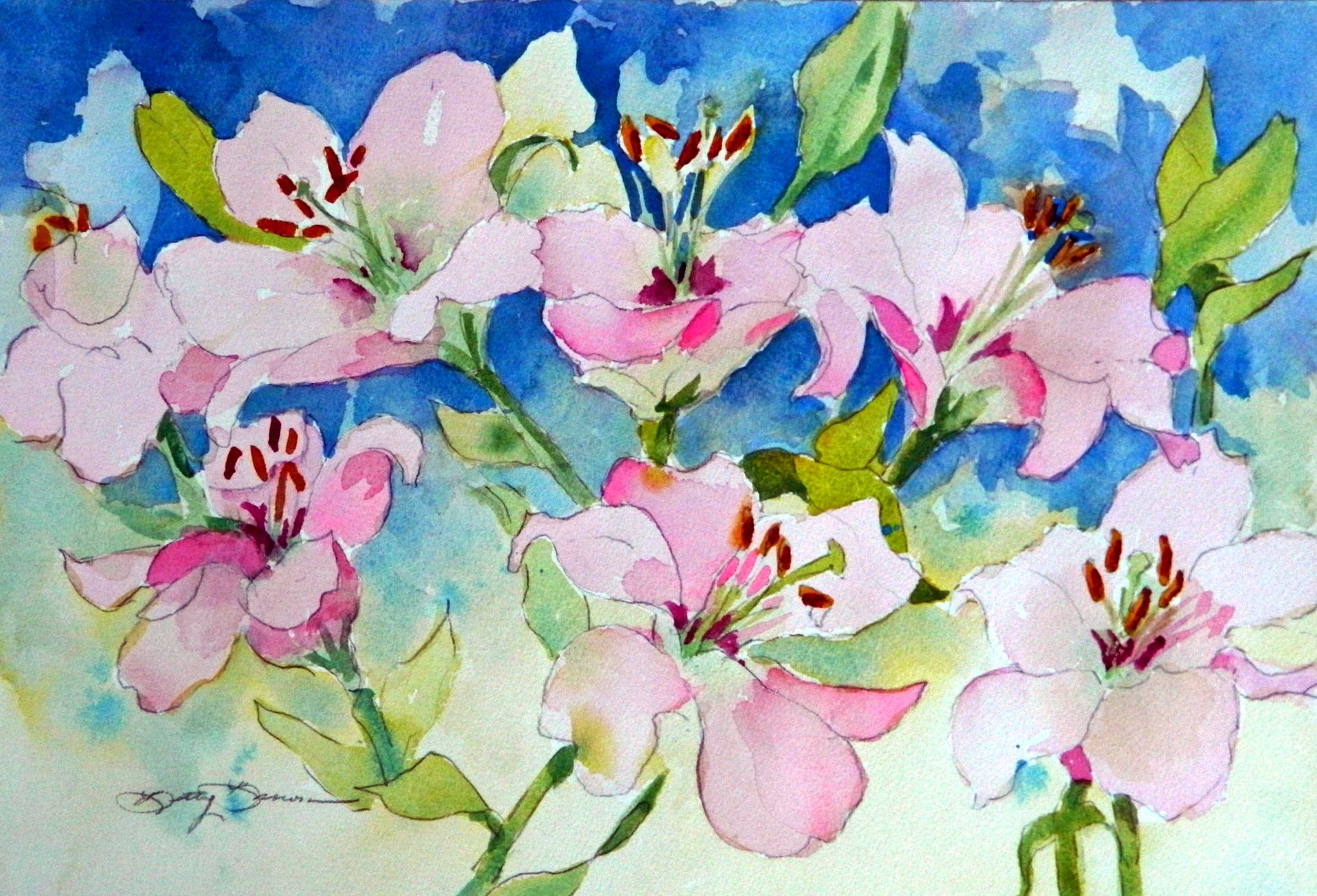 Pink Lilies by Betty Brown