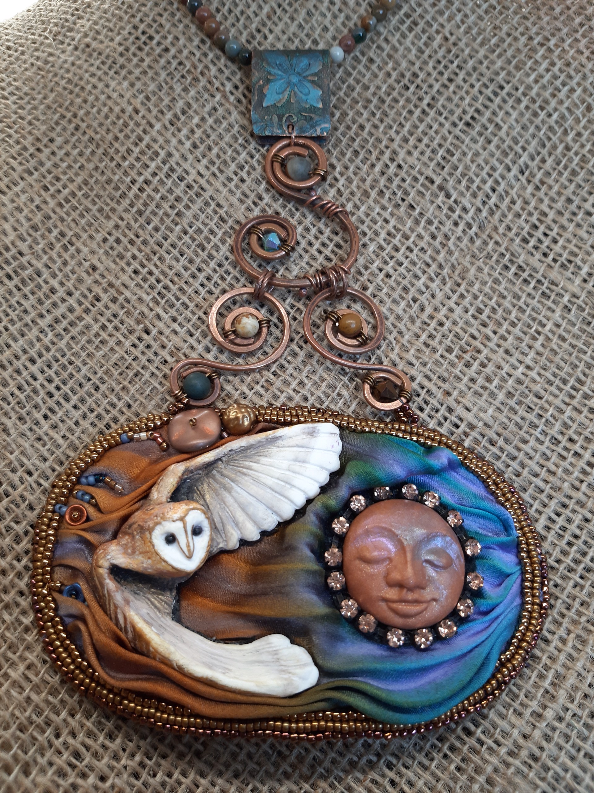 BG 312 Moon Dance-Bone Cabs Necklace by Beverly Gholson