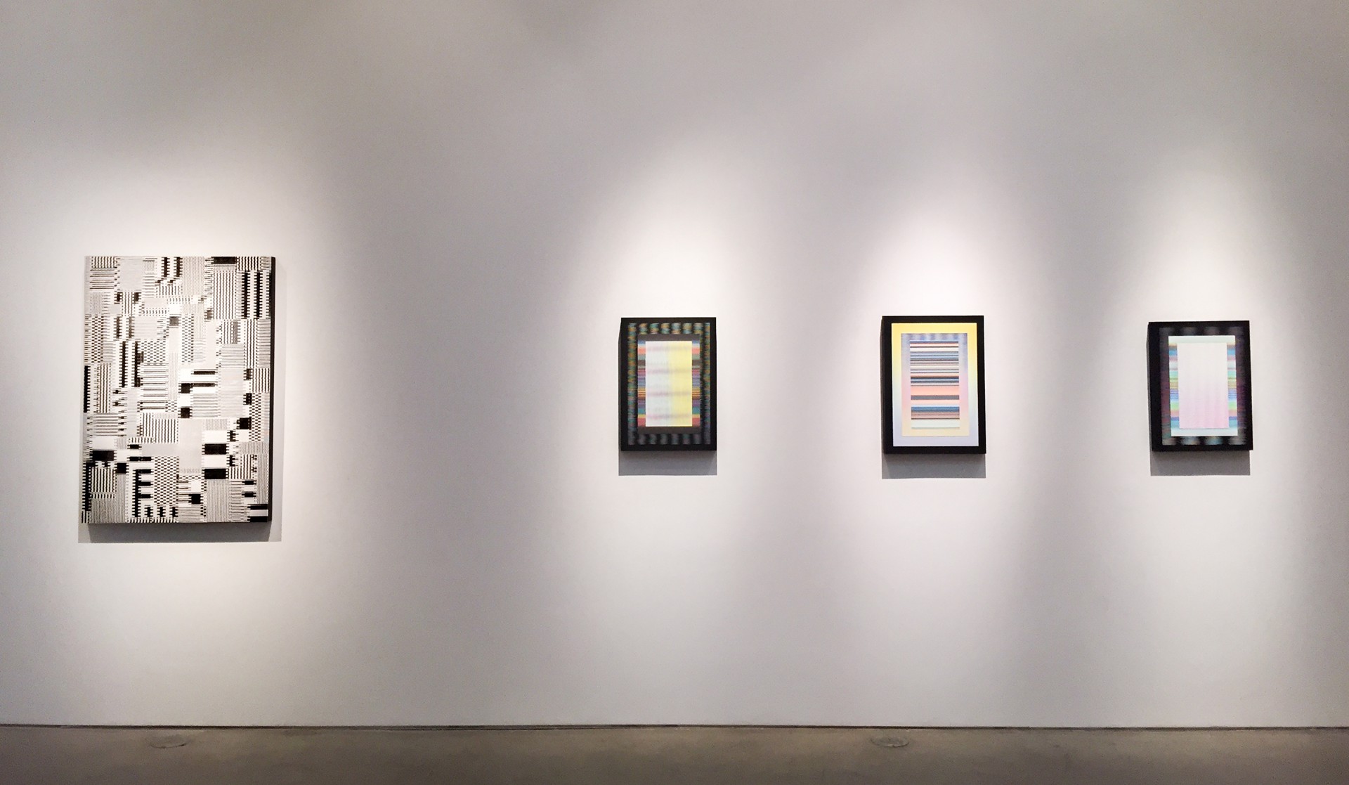 Left to right: Band Interlace I, Stripe Series 7, Stripe Series 9, Stripe Series 8 by Jon Vogt