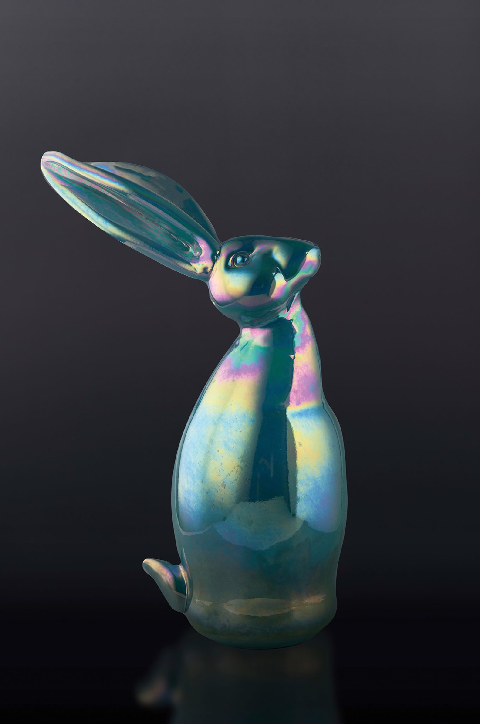 Dark Turquoise Bunny by Hunt Slonem