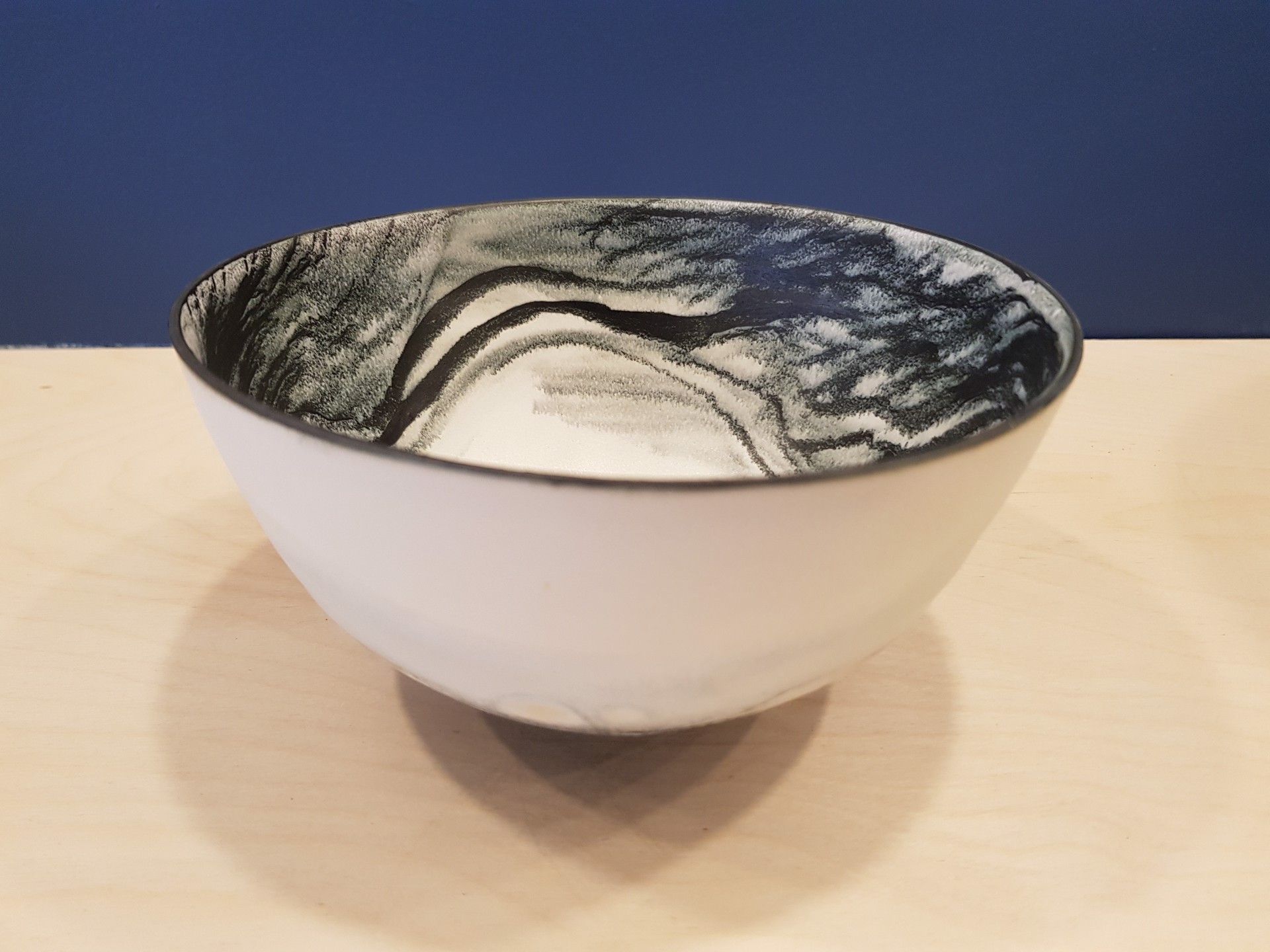 Charcoal Lines Open Bowl by Kyra Cane