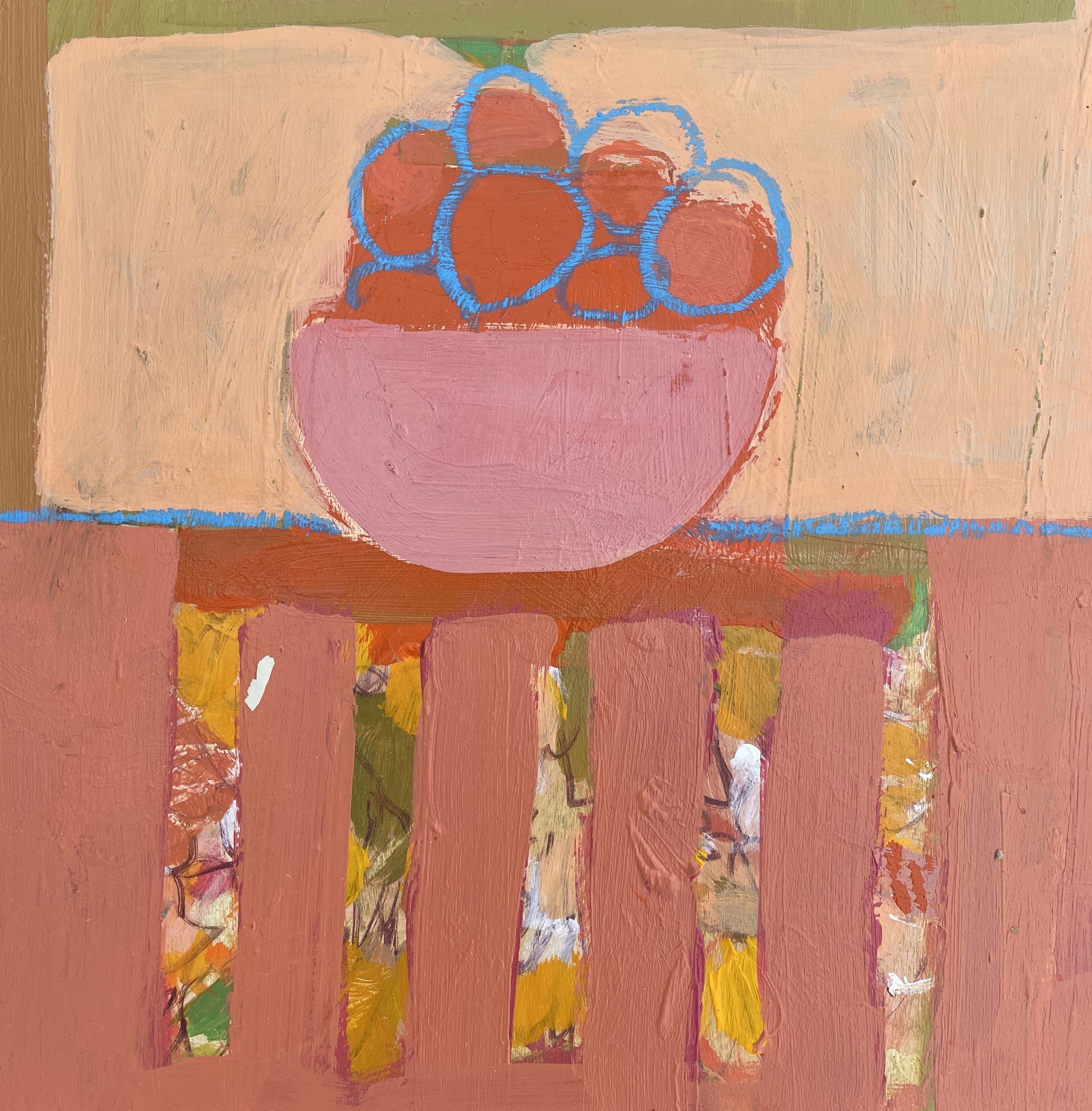 Oranges in Pink Bowl by Rachael Van Dyke