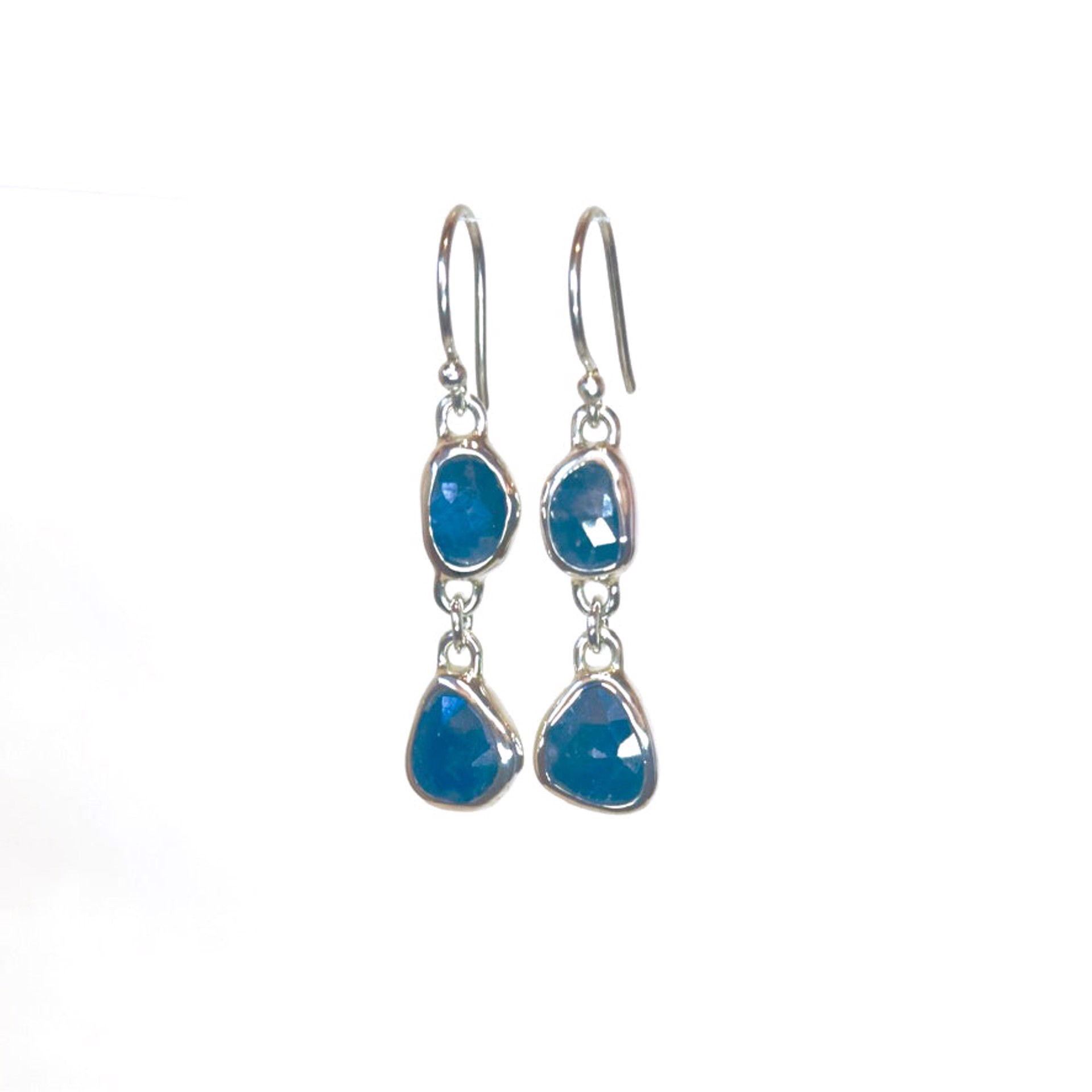 Double Drop Blue Sapphire Earrings by Sara Thompson